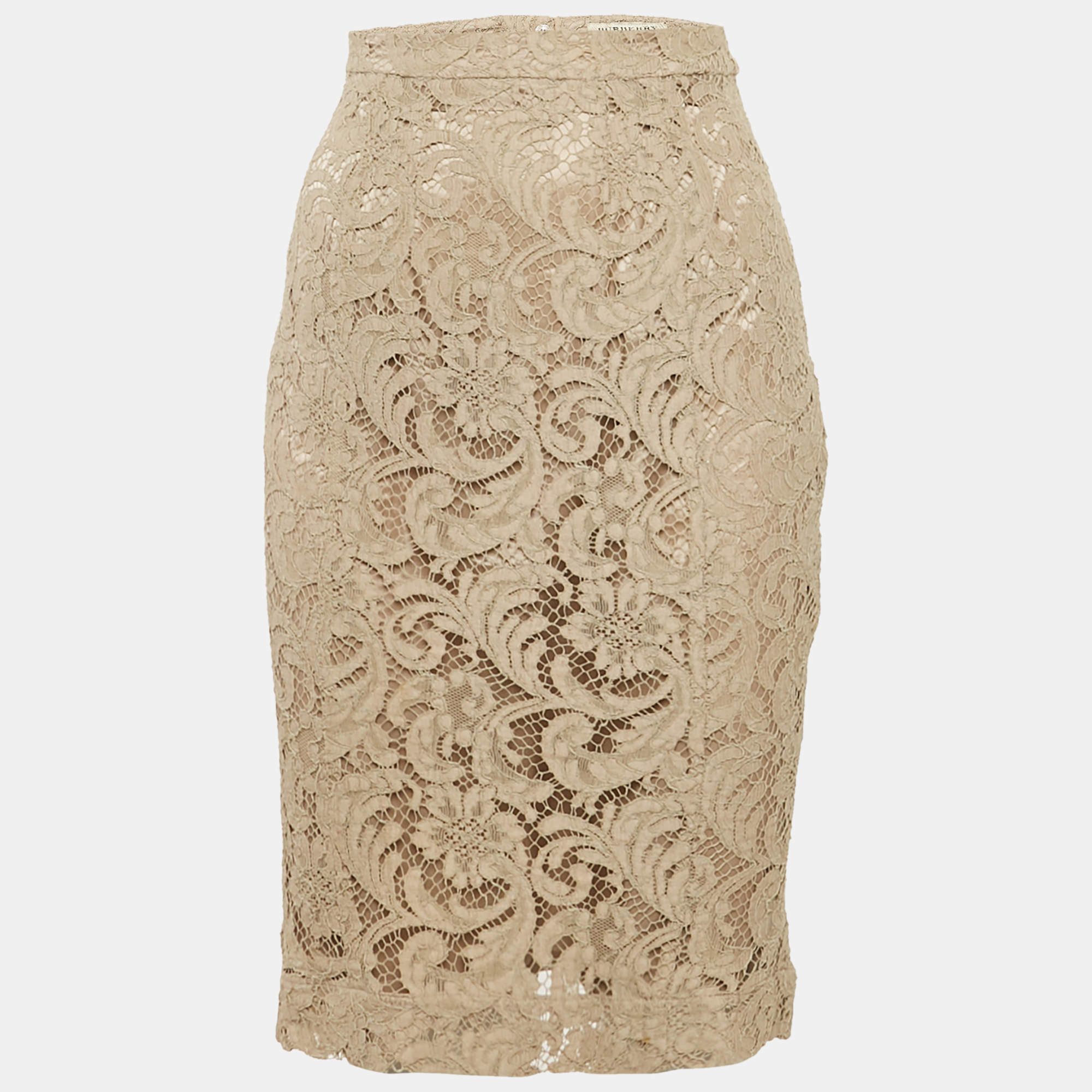 Burberry Beige Lace Knee-Length Skirt S