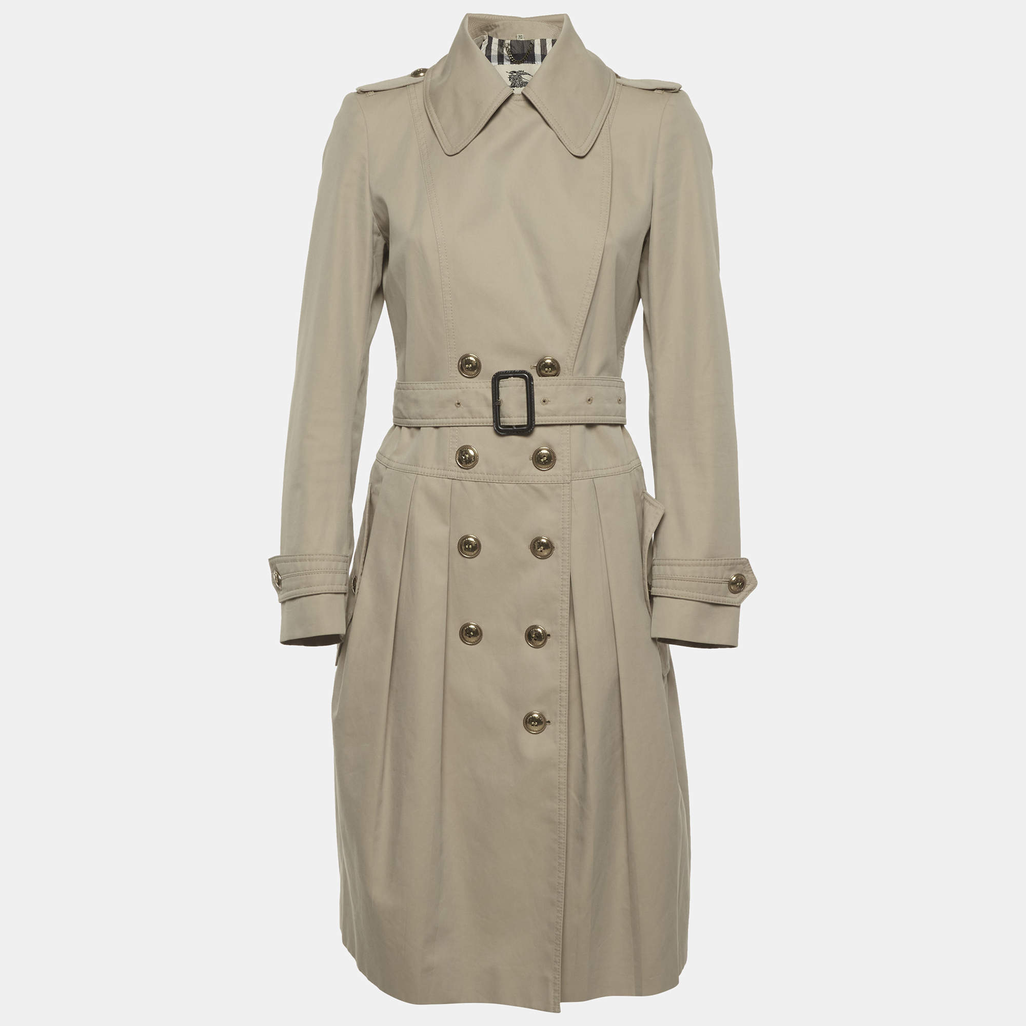 Pre Owned Burberry London Beige Gabardine Trench Coat S