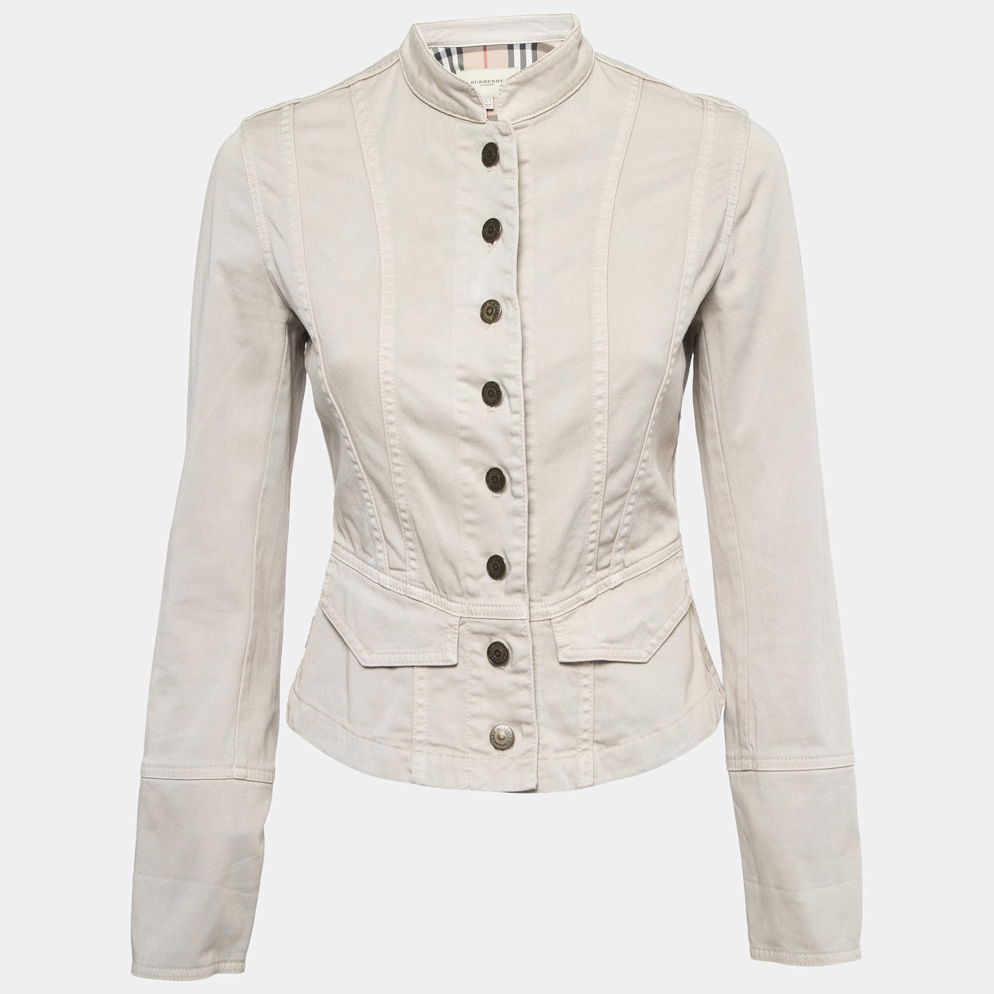 Burberry London Beige Cotton Military Style Jacket S
