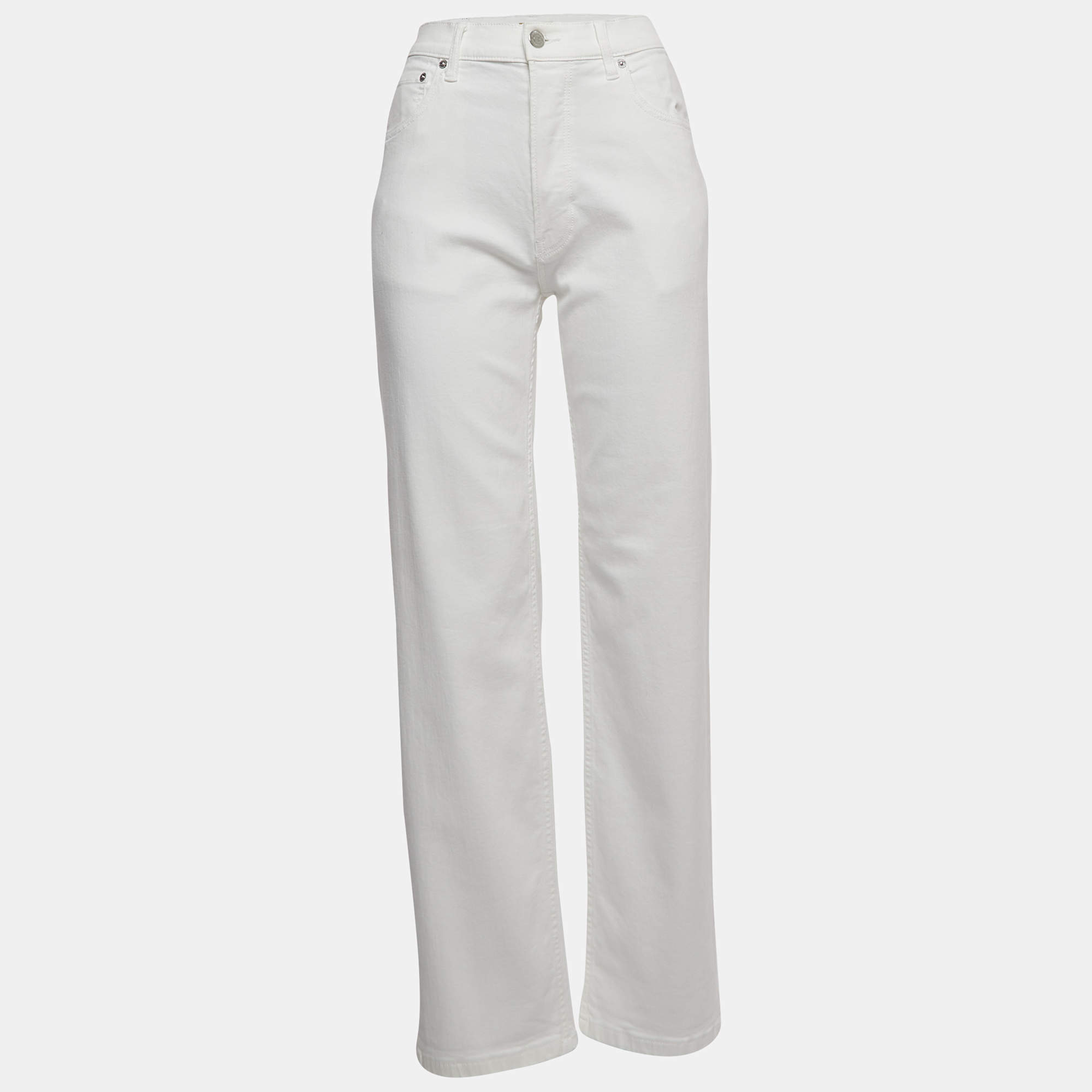 Pre Owned Burberry White Denim Buttoned Jeans M Waist 29"