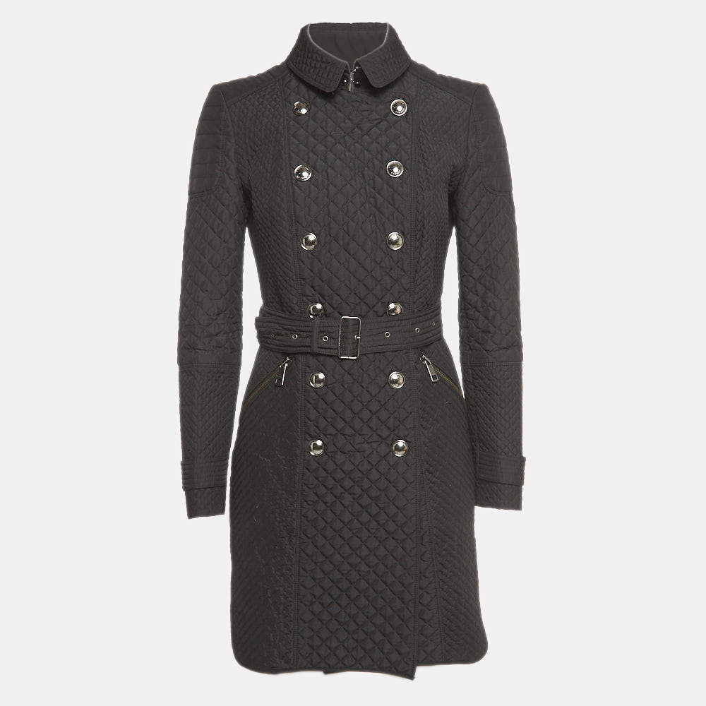 Pre Owned Burberry London Black Synthetic Quilted Jacket S