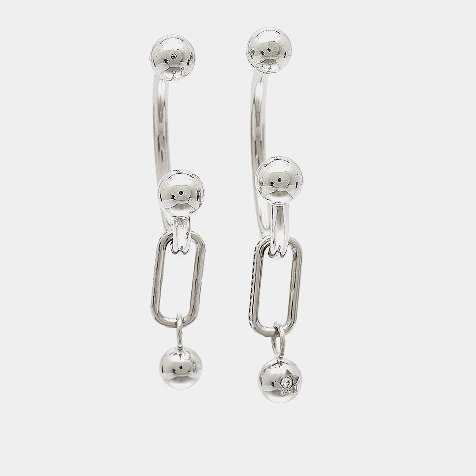 Pre Owned Burberry Crystals Silver Hoop Earrings