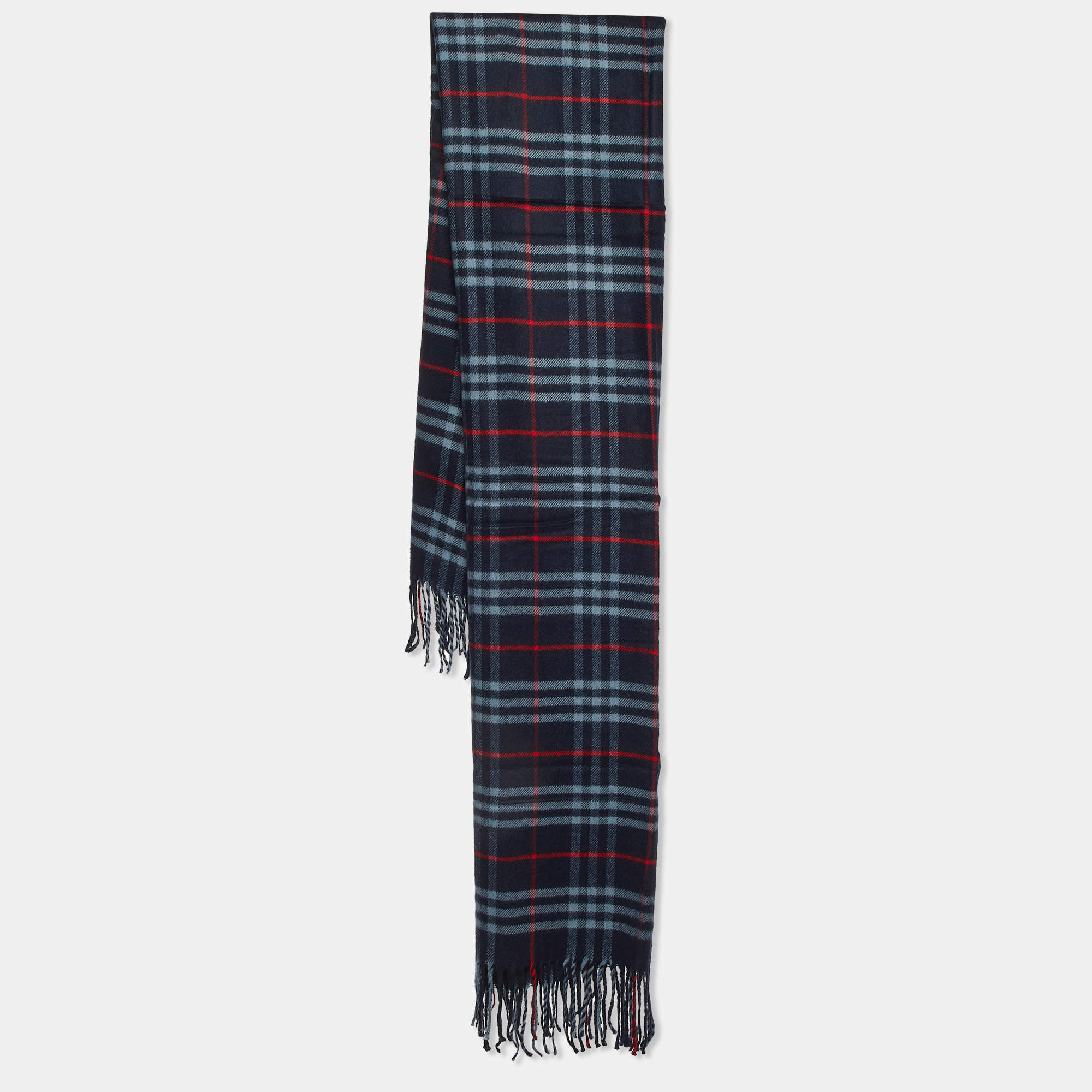 Pre Owned Burberry Black/Grey Vintage Castleford Check Lambwool Scarf
