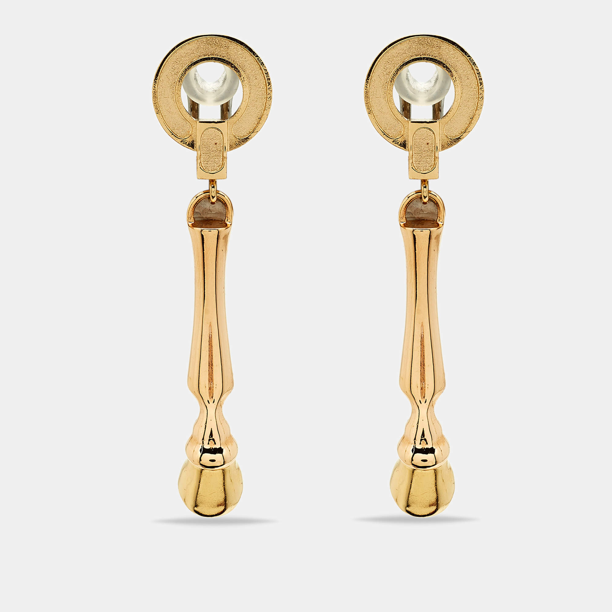 Pre Owned Burberry Two Tone Metal Earrings