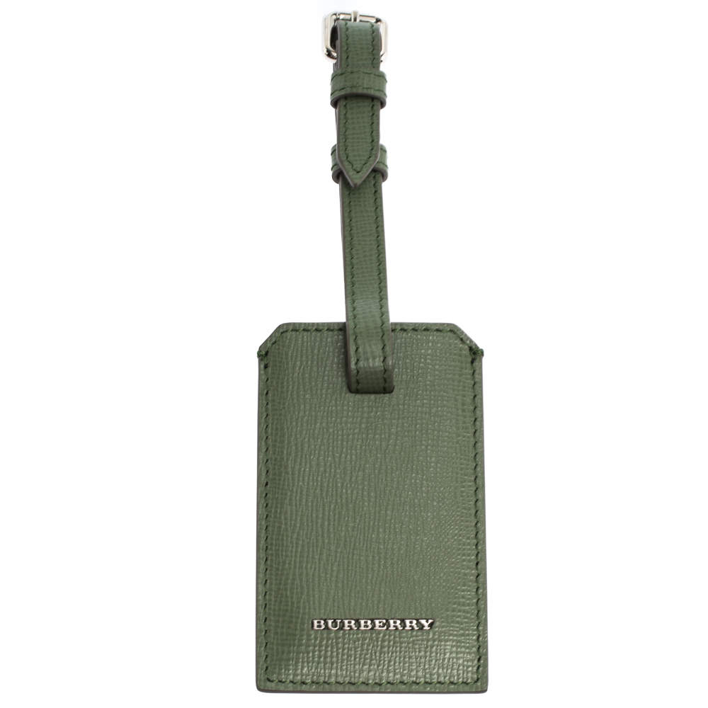 مملوكة مسبقًا Burberry Green Leather Name Tag Bag Charm