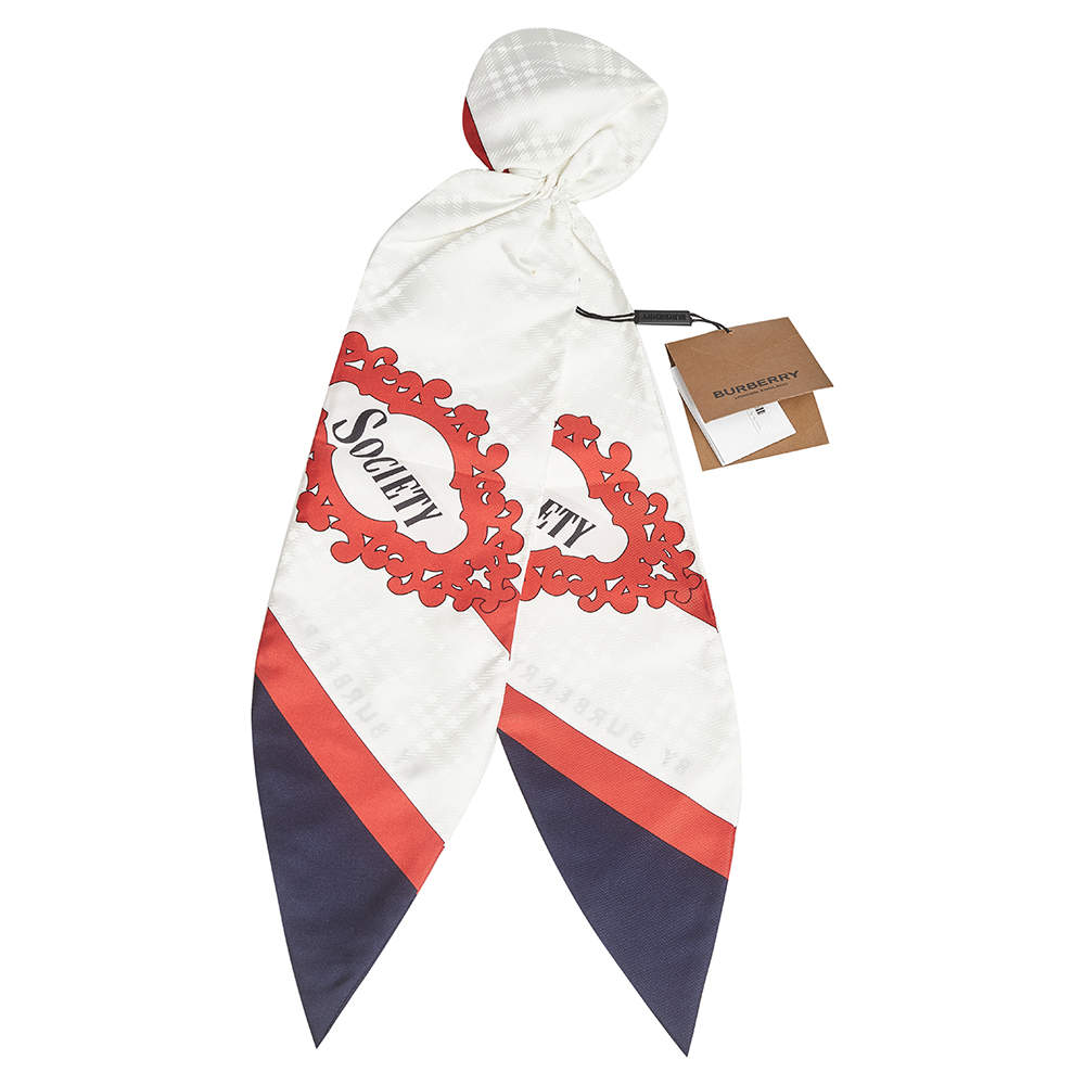 Burberry Navy Archive Society Print Silk Chignon