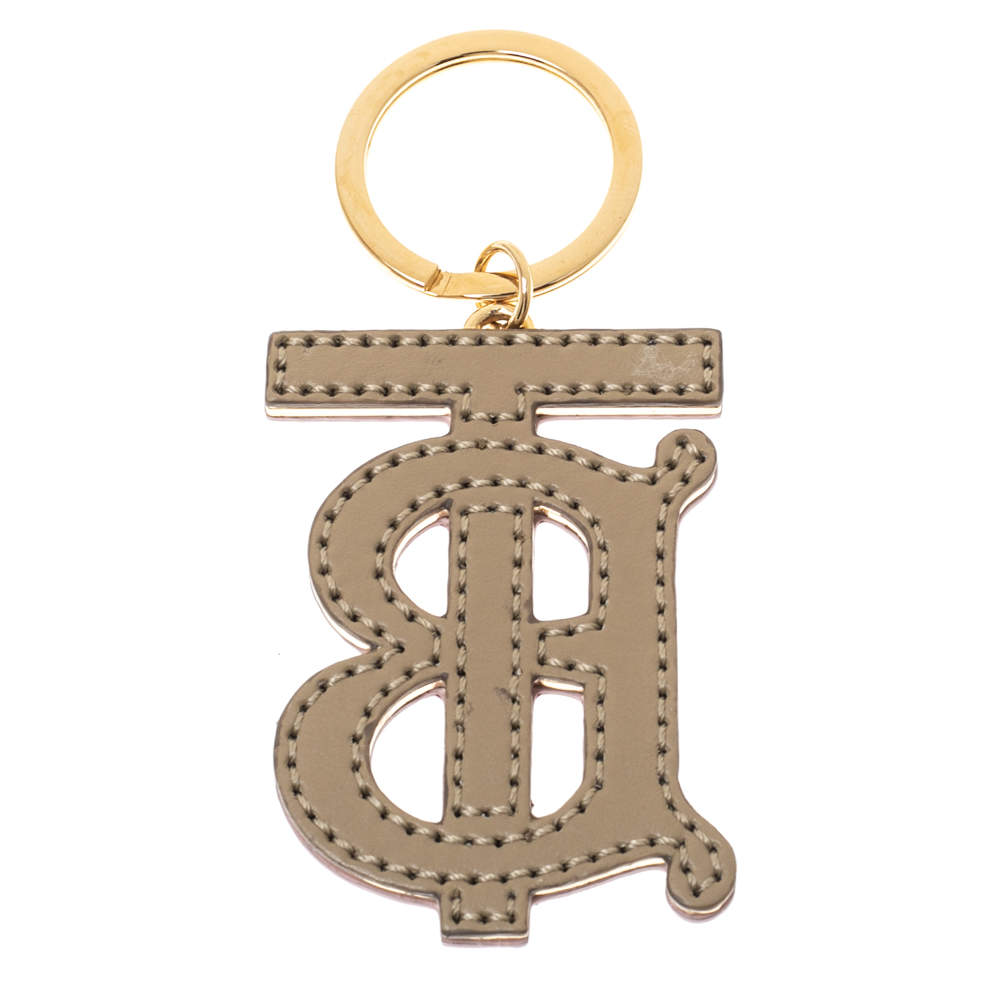 Burberry logo-lettering leather keychain, Pink