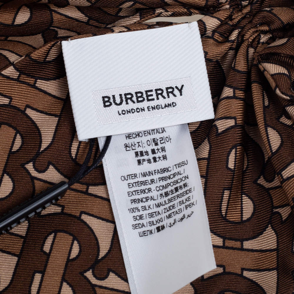 Burberry Brown TB Monogram Print Silk-Twill Hair Scarf Burberry
