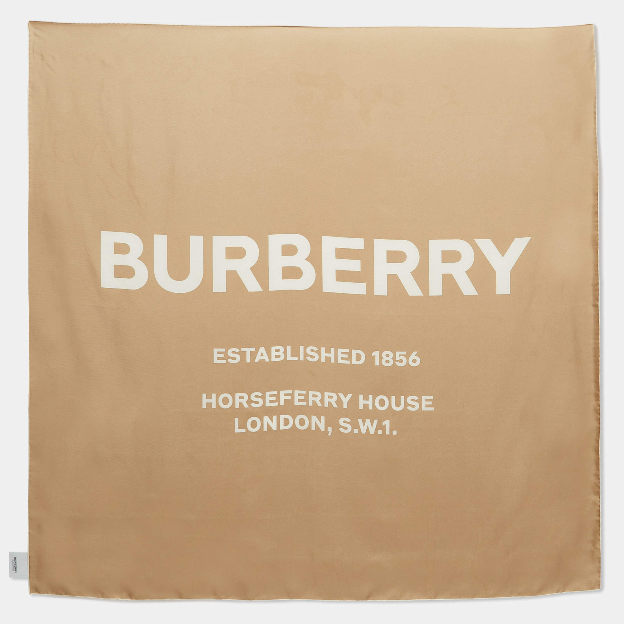 Burberry Beige Printed Silk Square Scarf