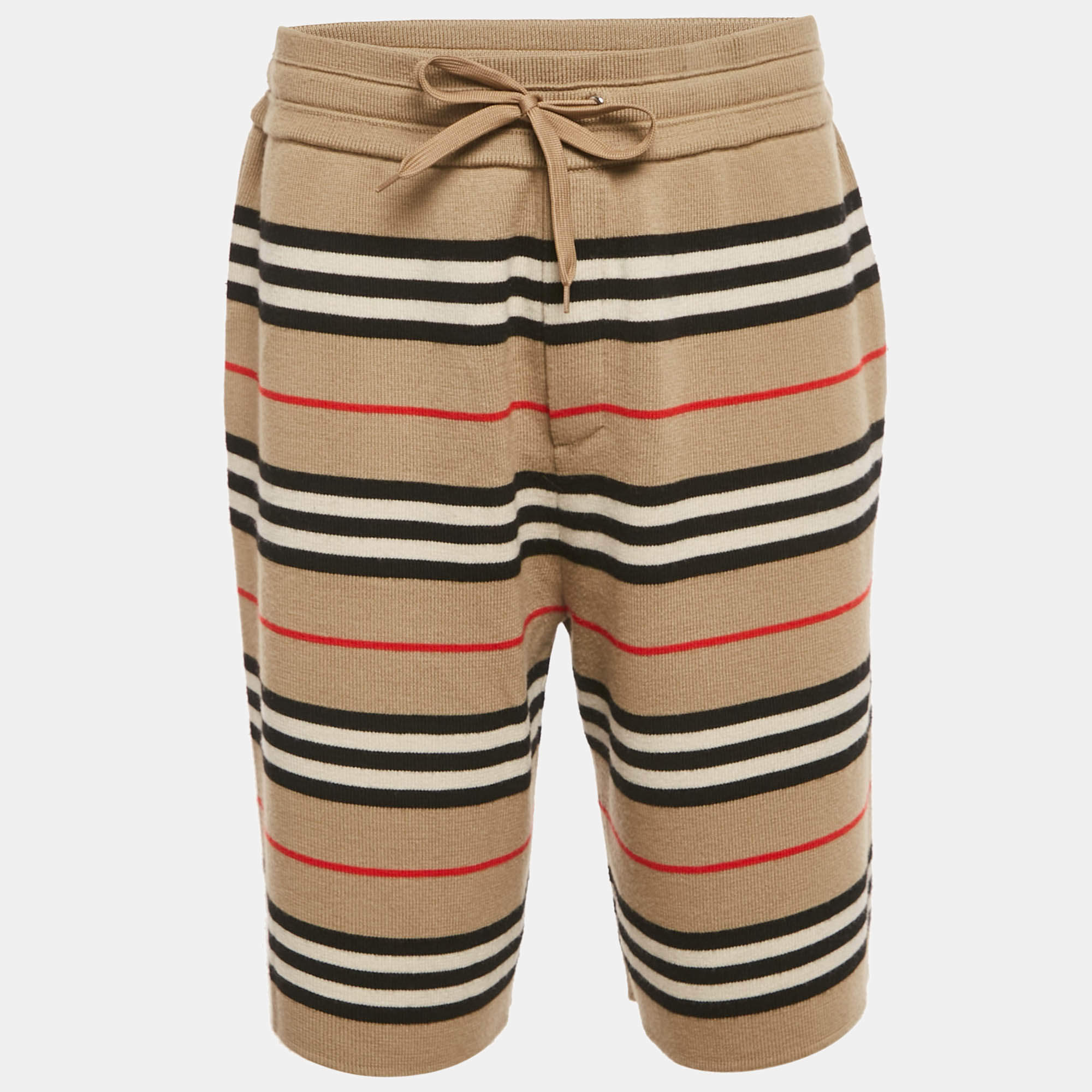 Pre Owned Burberry Beige Striped Knit Kenton Shorts L