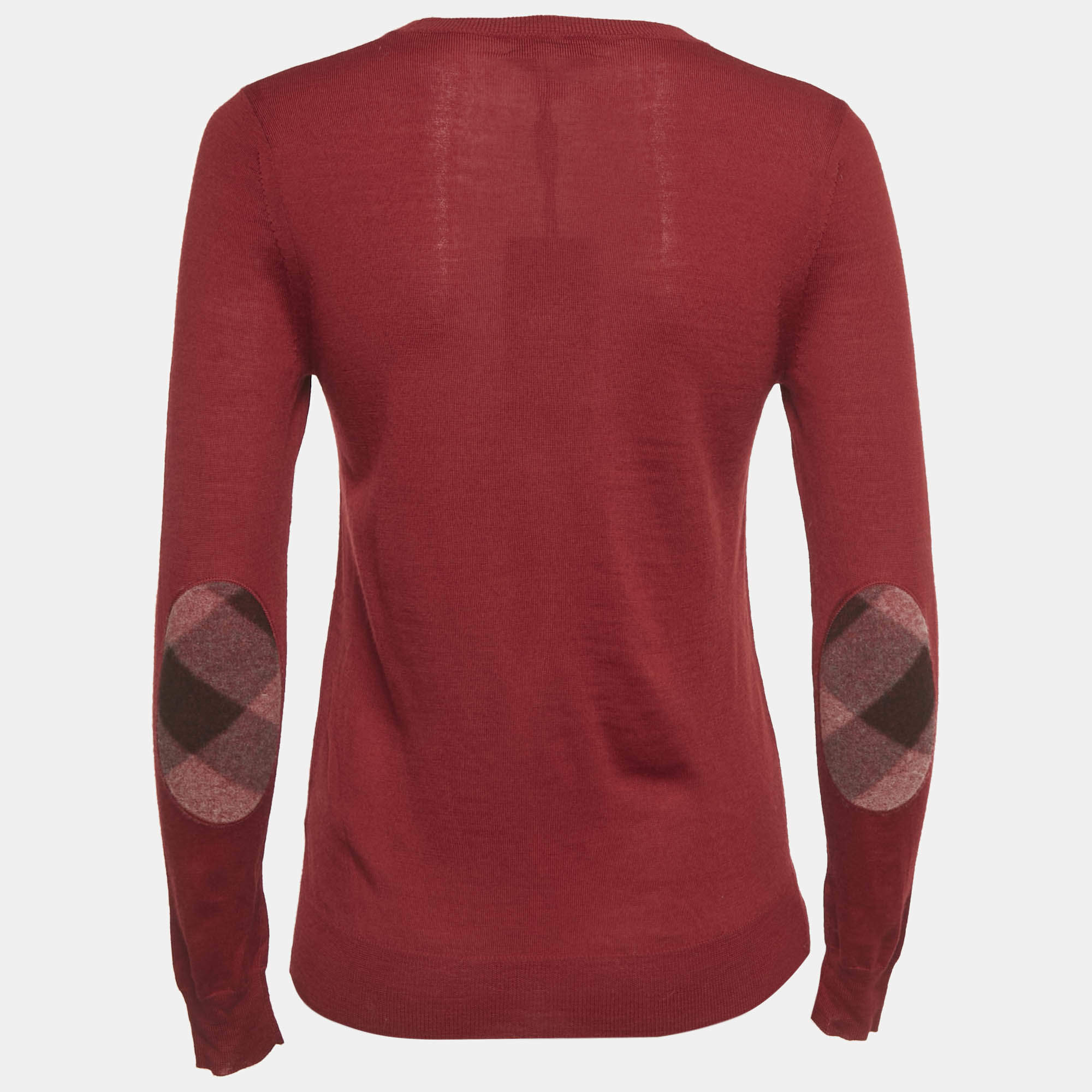 Elbow Patch Burberry Brit Cashmere Sweater Burberry Red Merino