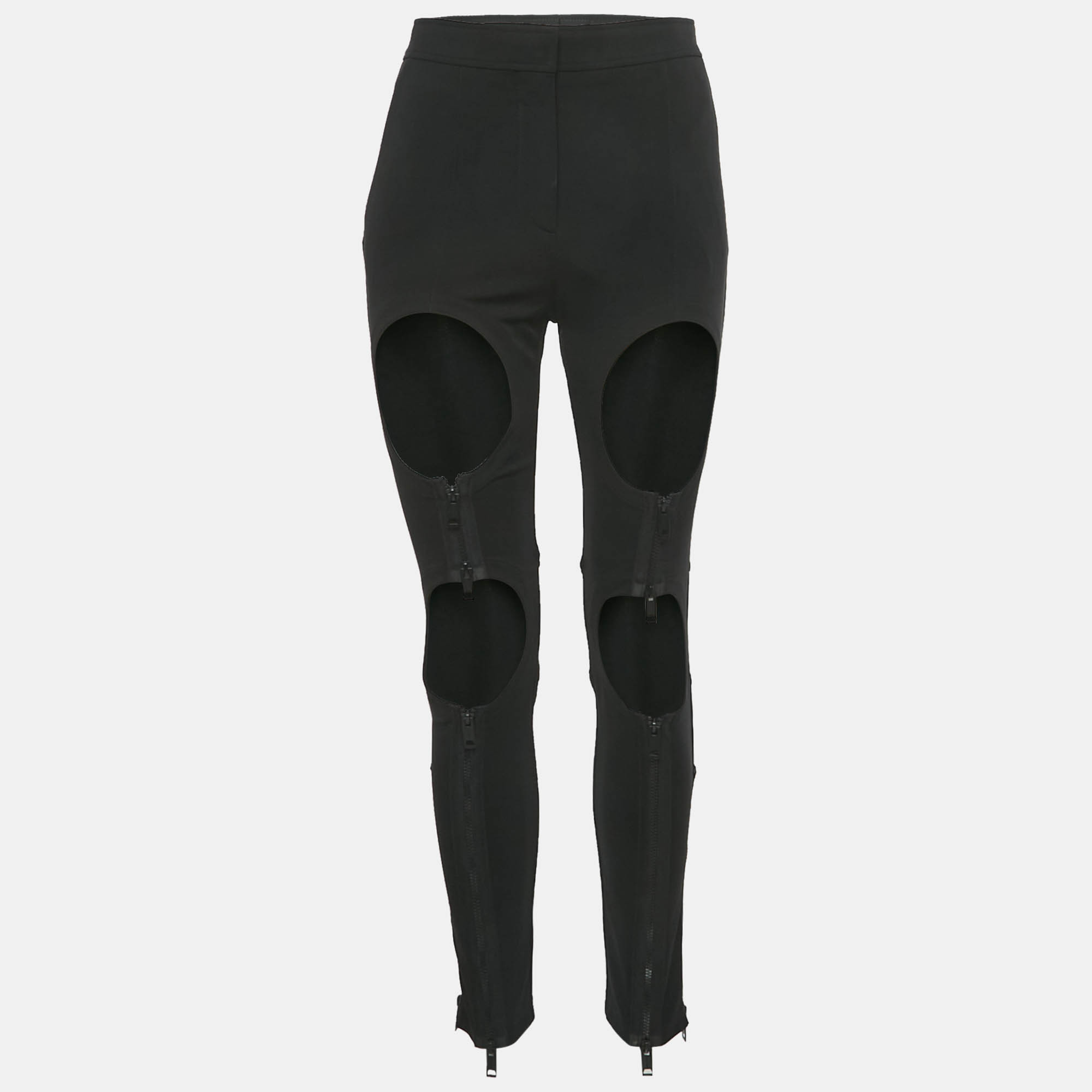 Pre Owned Burberry Black Crepe Cut-Out Zipper Detail Trousers S