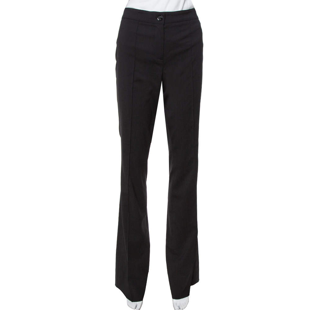 مملوكة مسبقًا بنطلون بربري لندن واسع صوف مرن أسود مقاس صغير (سمول)