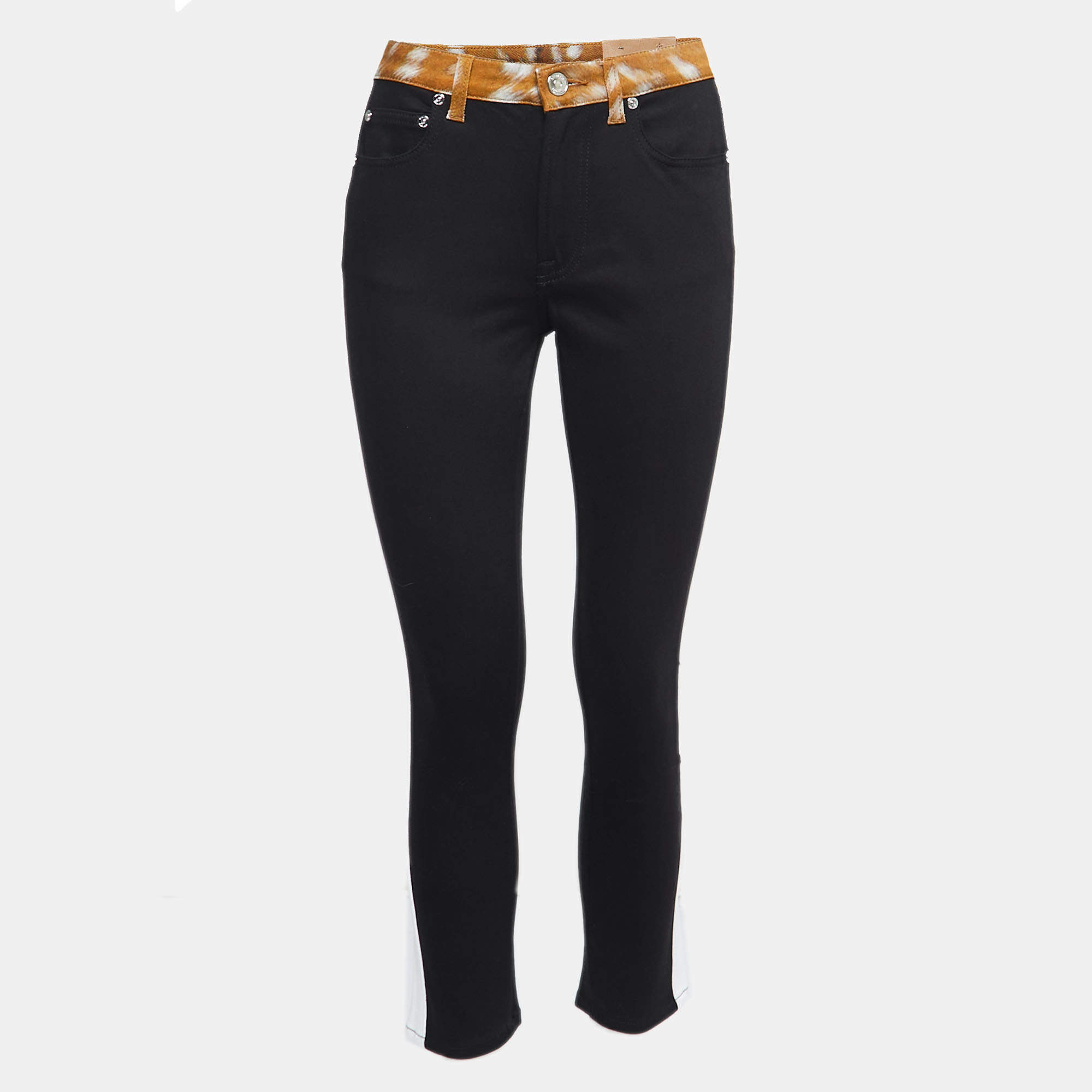 Pre Owned Burberry Black Denim Deer Print Trim Girvan Skinny Jeans S 