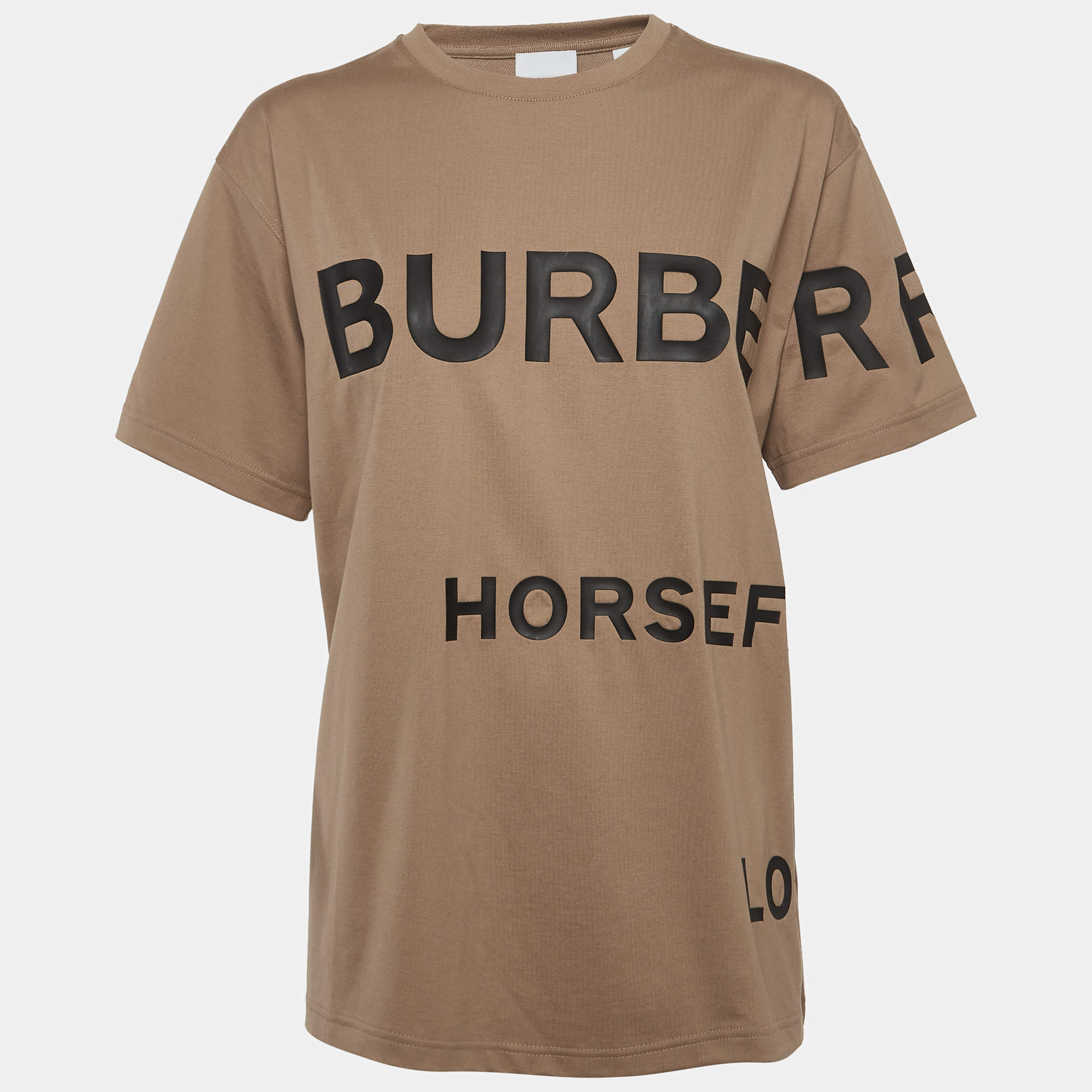 Pre Owned Burberry Brown Horseferry Print Cotton oversized T-Shirt S