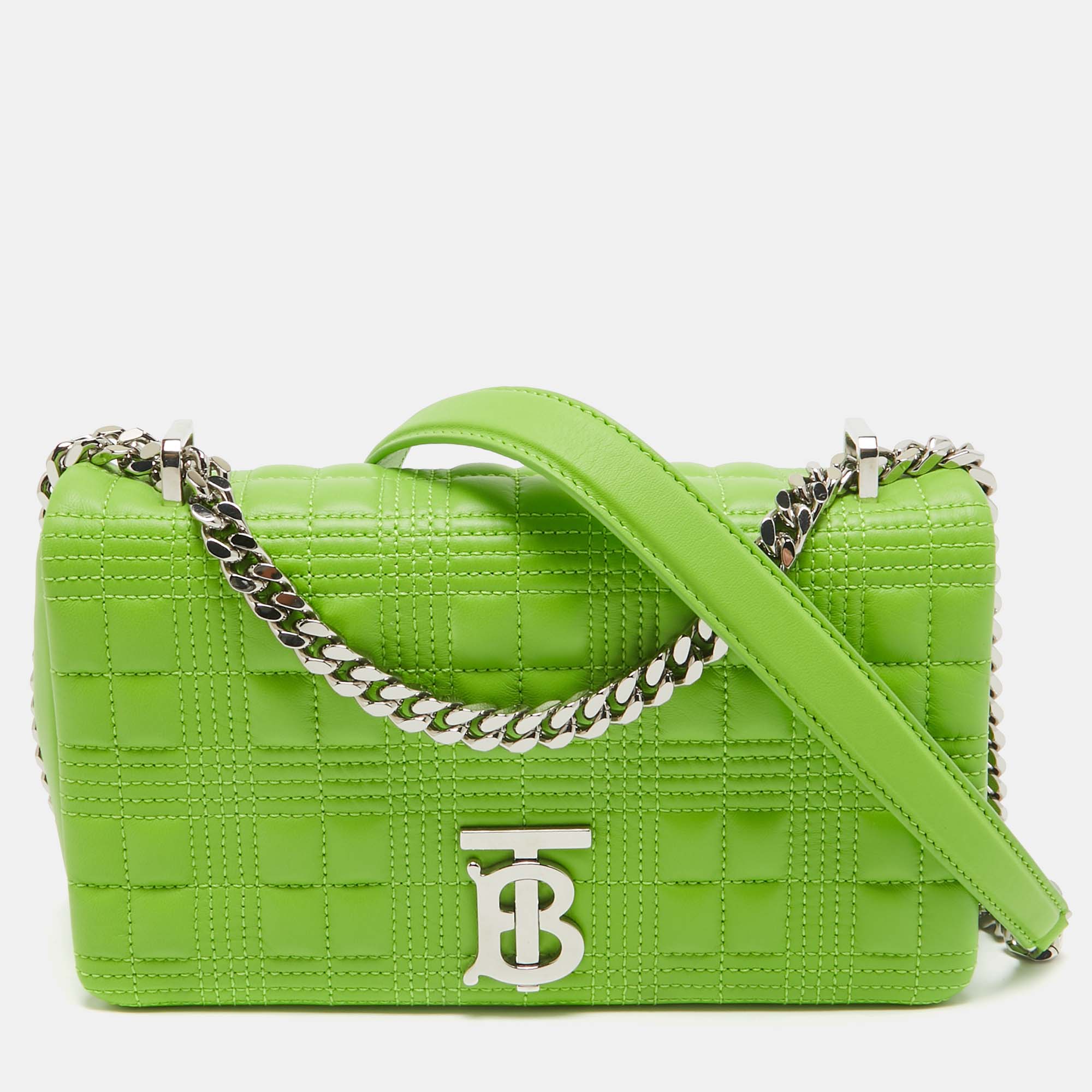 Burberry Green Quilted Leather Small Lola Chain Shoulder Bag