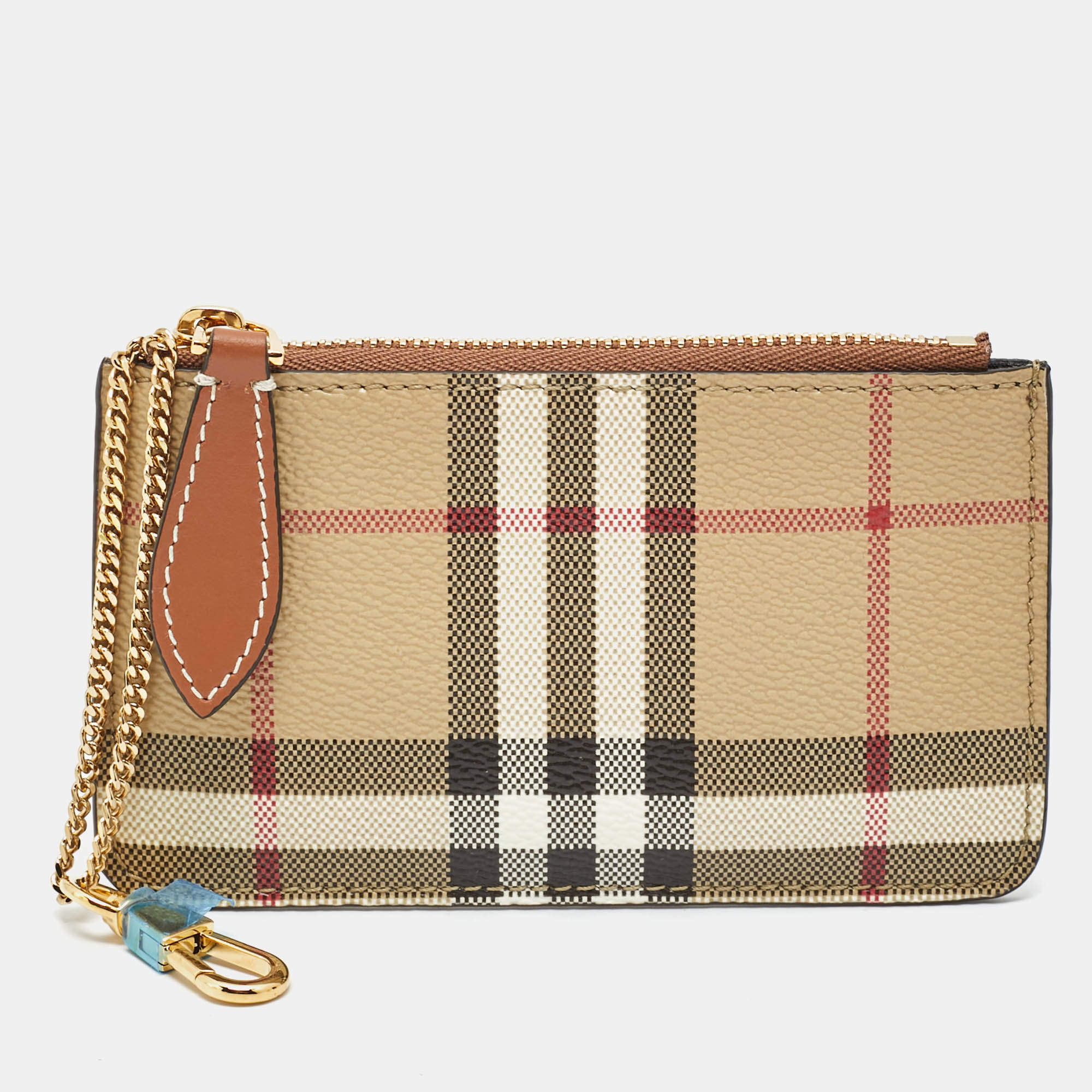 Pre Owned Burberry Beige Vintage Check Coated Canvas Kelbrook Coin Purse
