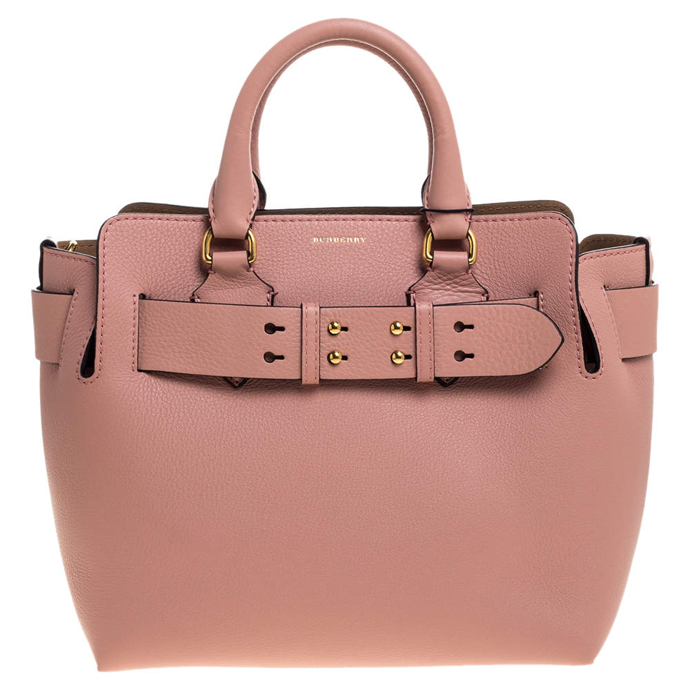 Burberry Ash Rose Pink Leather Small Belt Tote