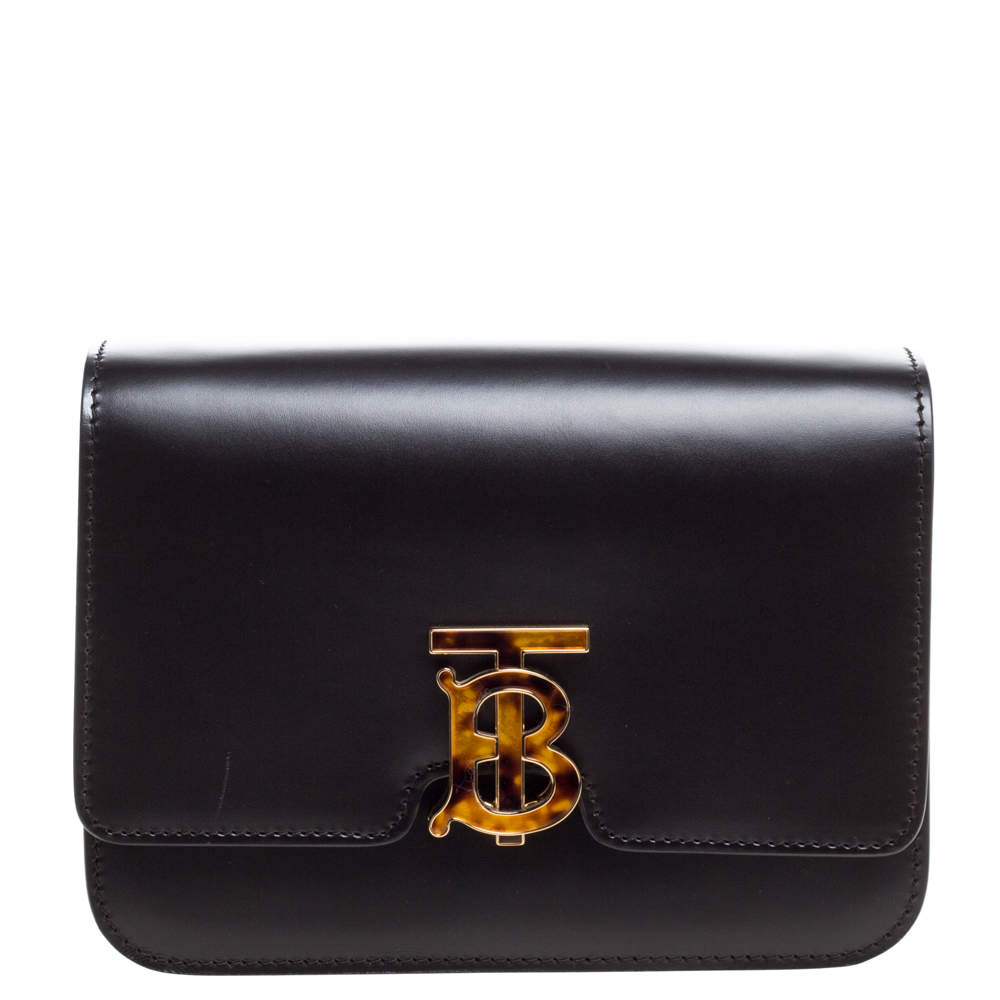 مملوكة مسبقًا Burberry Black Leather TB Shoulder Bag