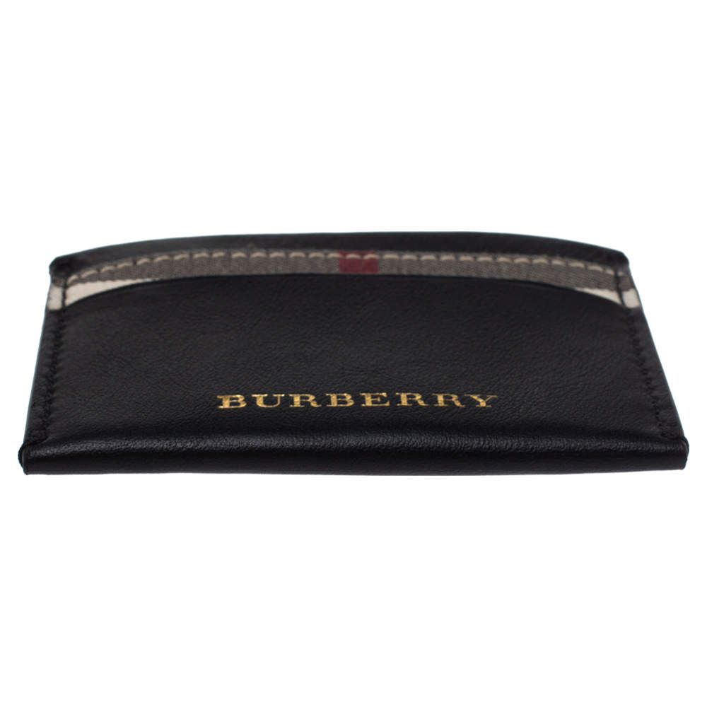 Burberry Izzy Haymarket Check Leather Card Holder in Natural