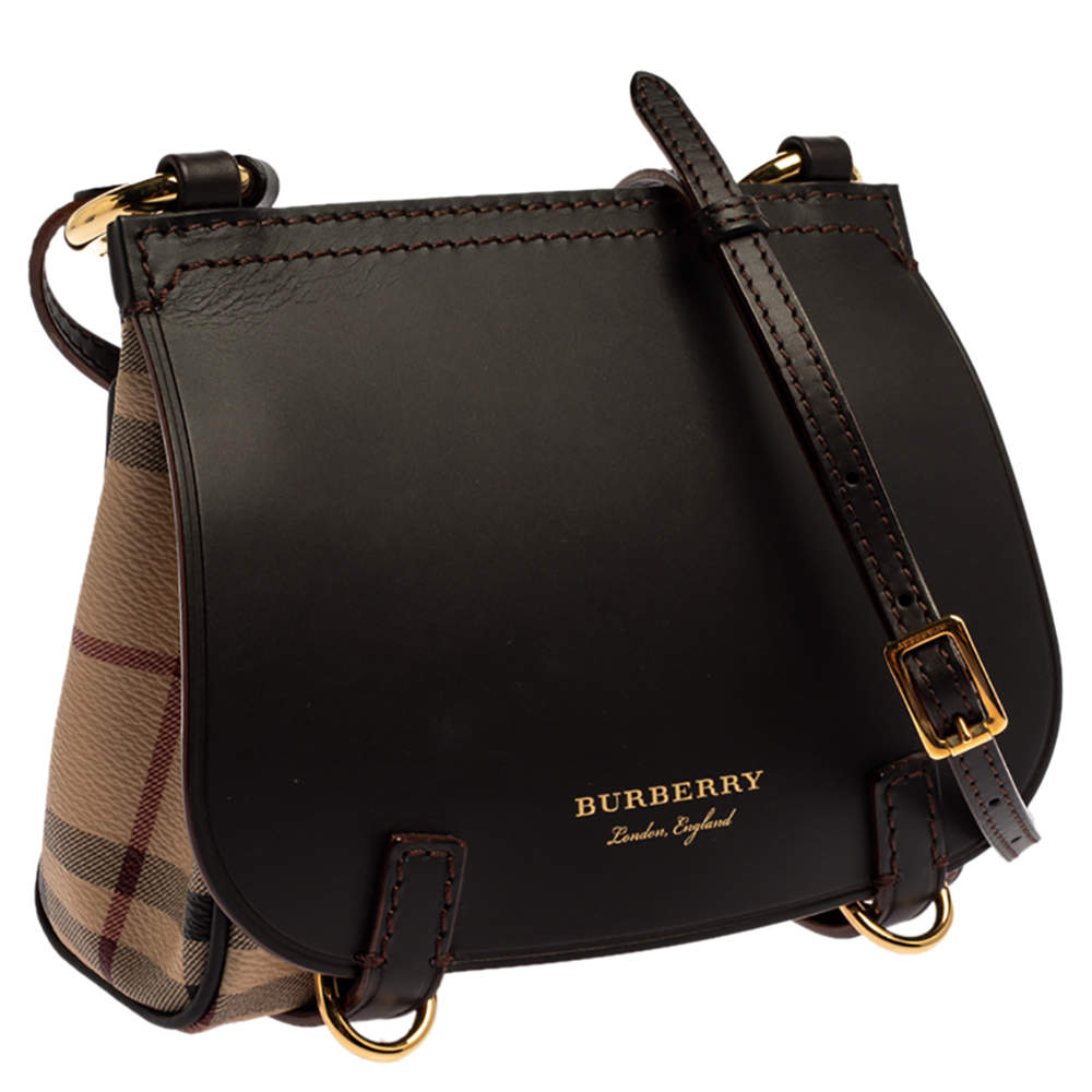 Burberry Black Leather Studded Bridle Crossbody Bag