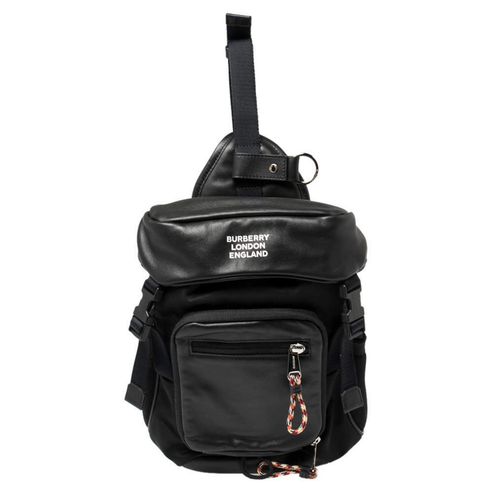 Burberry Black Leather and Nylon Leo Belt Pack Bag