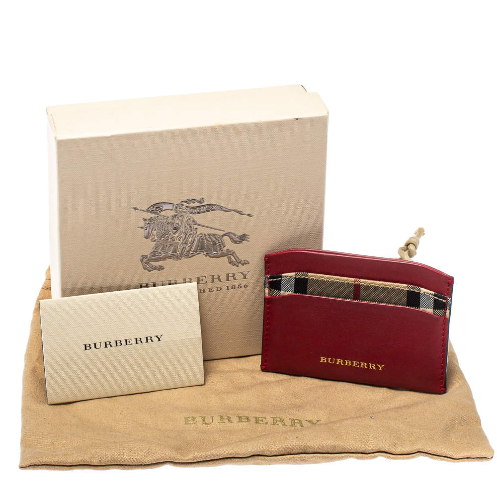 Burberry Izzy Horseferry Leather Card Holder in Red