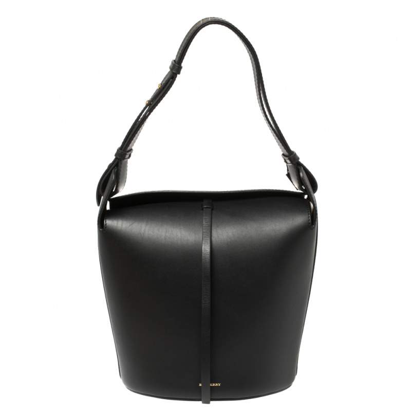 Pre Owned Burberry Black Leather Large Bucket Bag