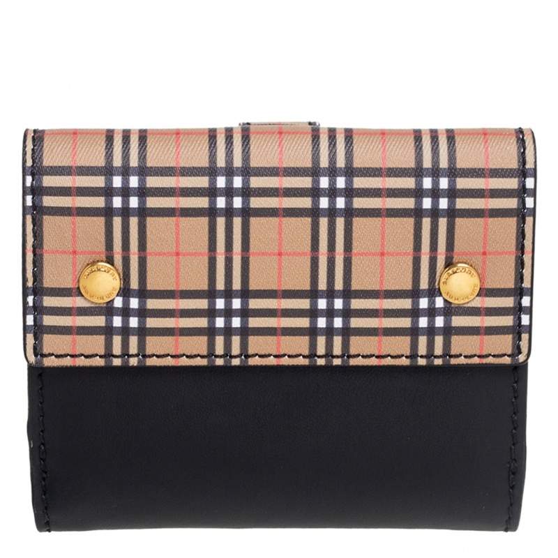 Burberry Black/Nova Check Coated Canvas and Leather Wallet