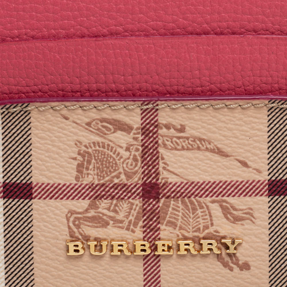 Burberry Pink/Beige Haymarket Check Coated Canvas and Leather Izzy