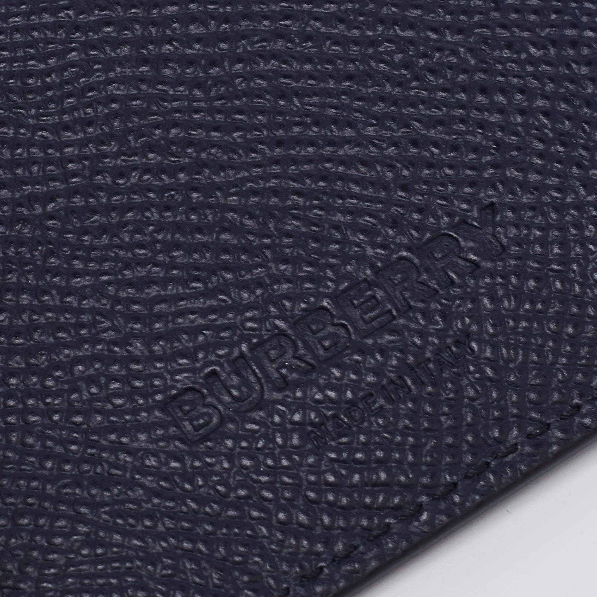 Burberry Navy Blue Grained Leather Cavendish Bifold Wallet Burberry