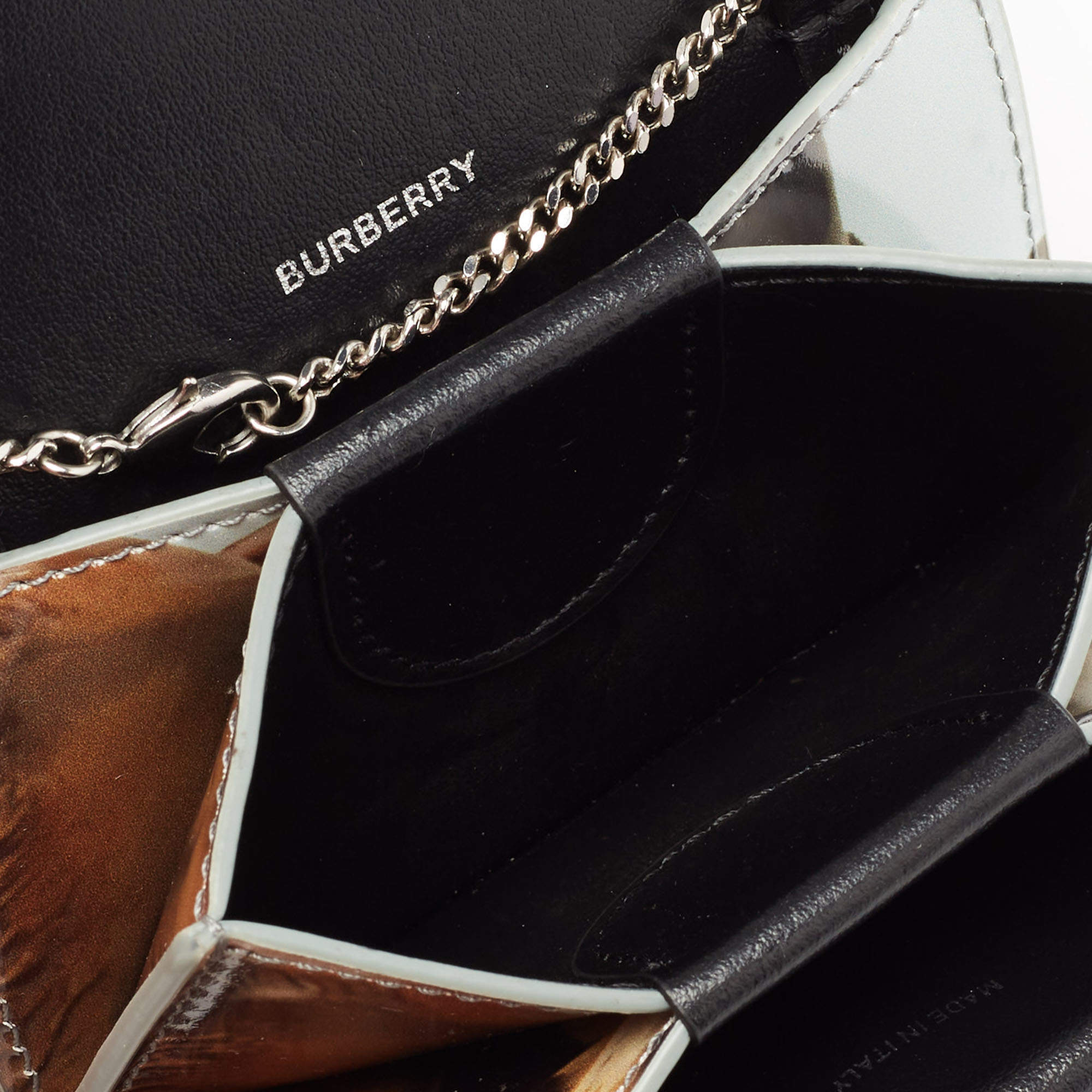 Brown Burberry Monogram Stripe Jessie TB Wallet On Chain Crossbody Bag