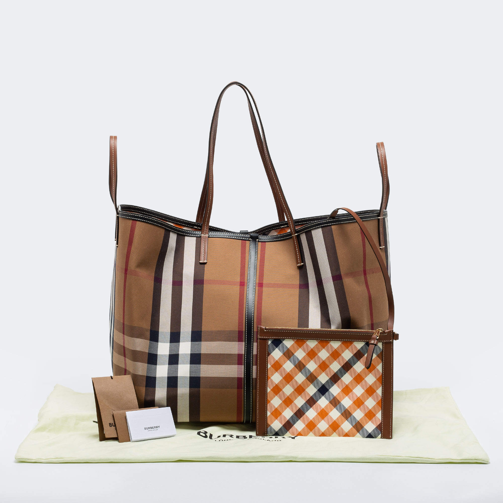 Burberry Birch Brown Check Canvas and Leather Extra Large Beach Tote  Burberry