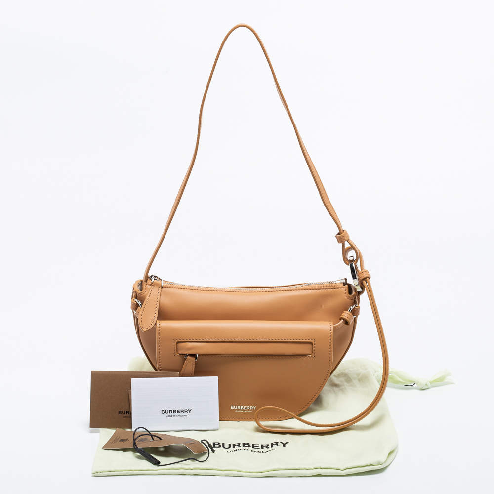 Burberry Ladies Warm Tan Small Two-tone Leather Olympia Bag
