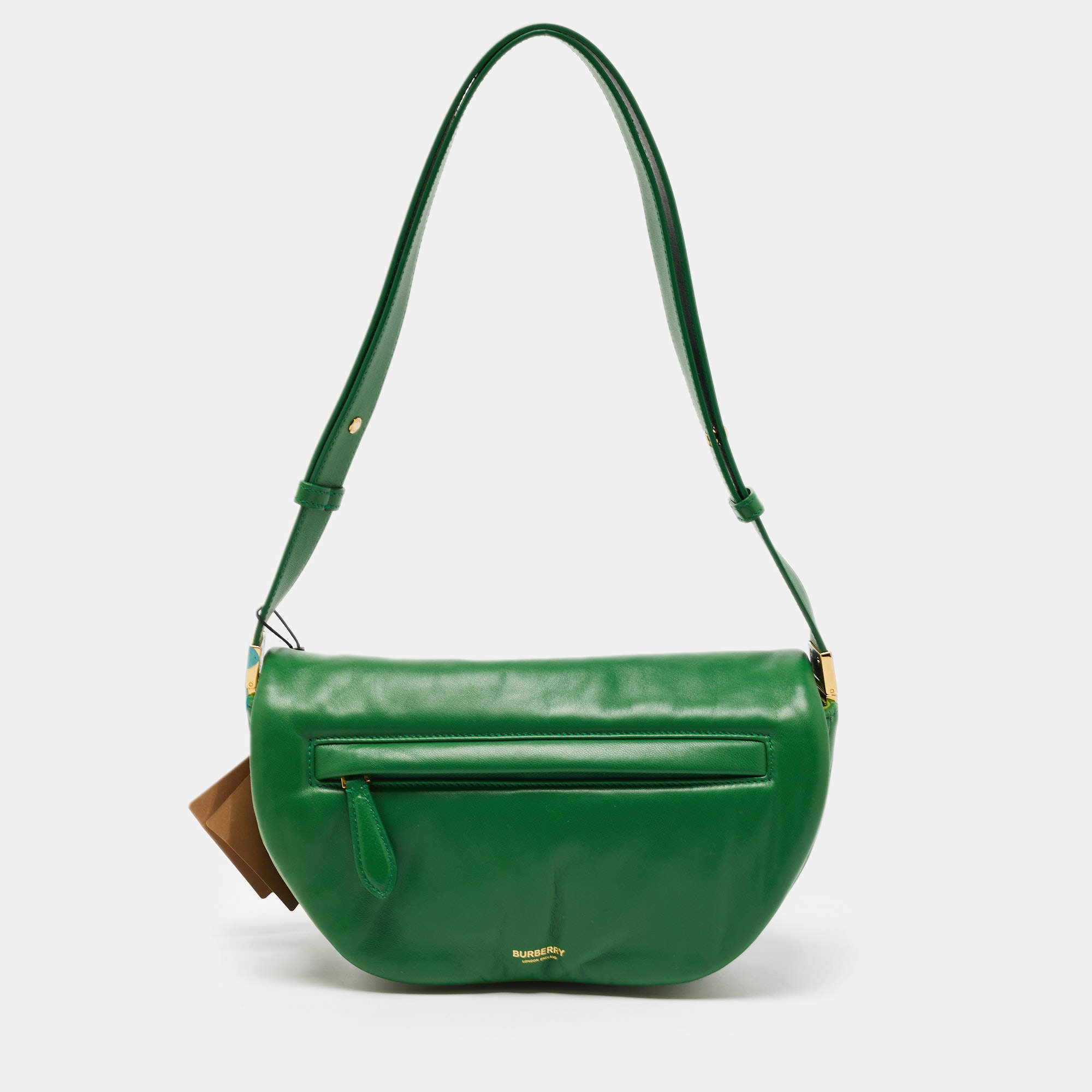 Pre Owned Burberry Green Leather Small  Olympia Shoulder Bag