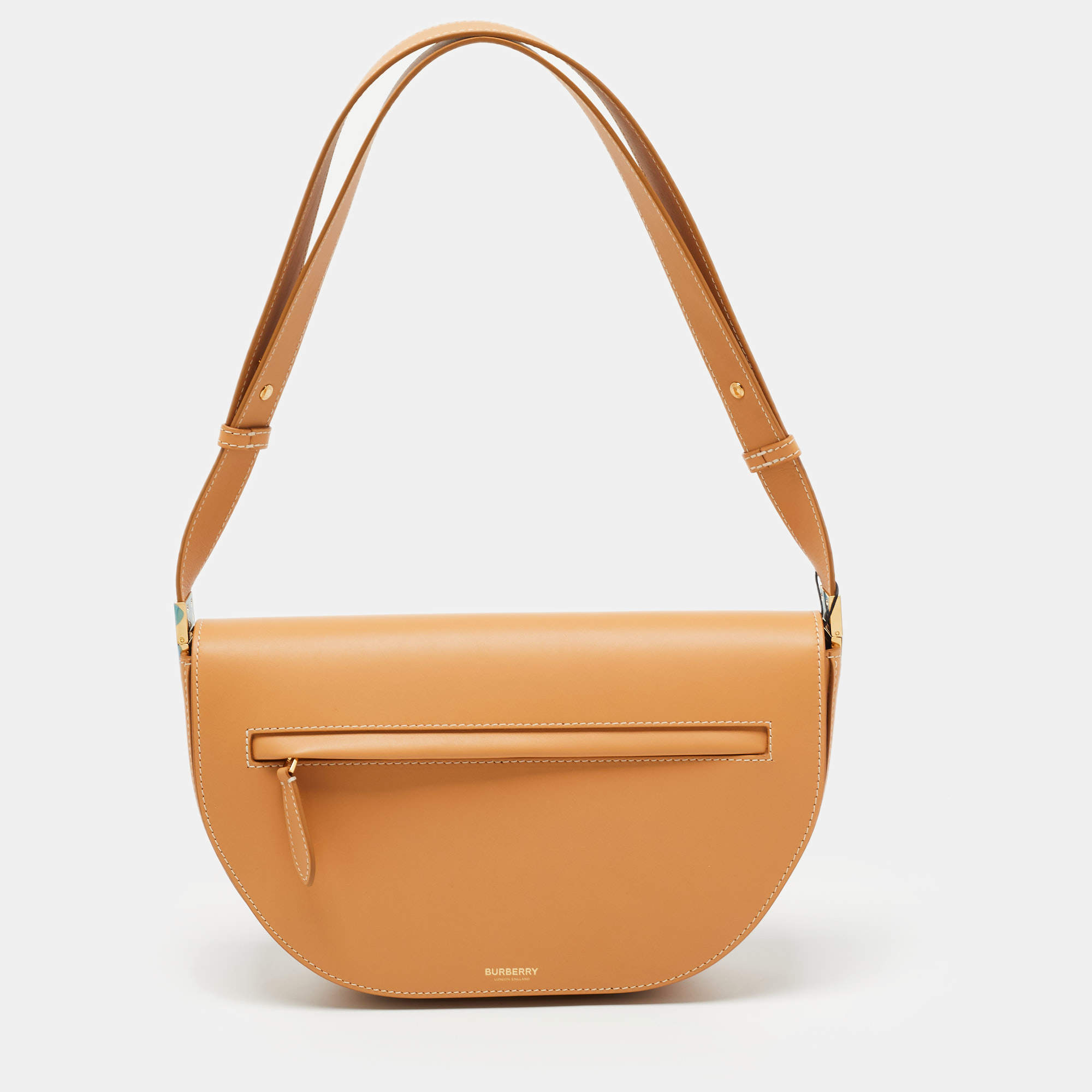 Pre Owned Burberry Warm Sand Leather Medium Olympia Shoulder Bag