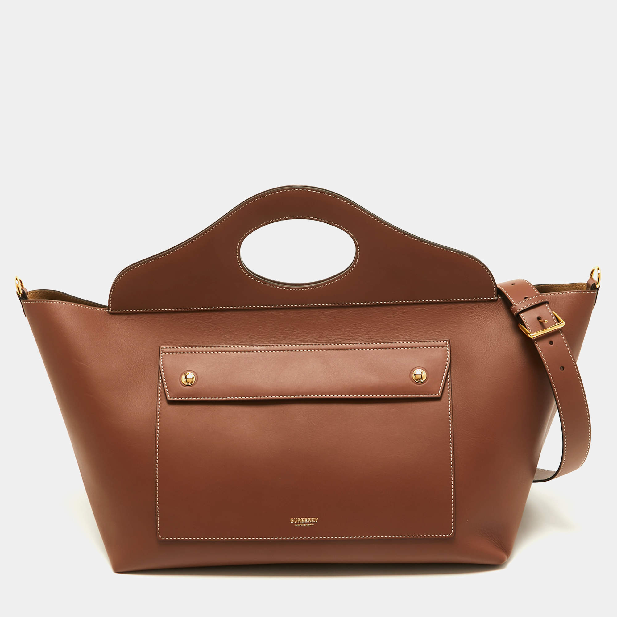 مملوكة مسبقًا Burberry Tan Leather Medium Soft Pocket Tote