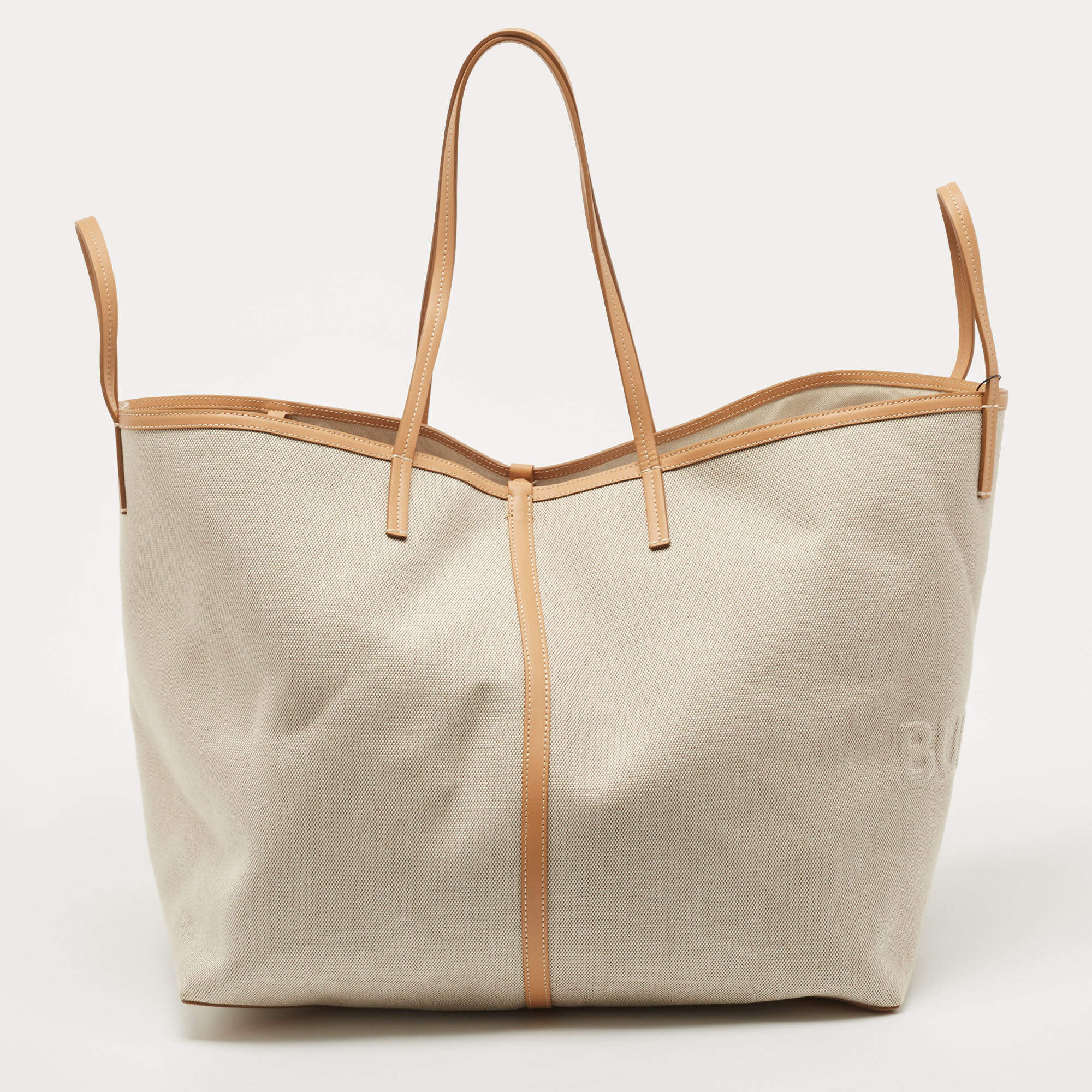 Burberry Natural/Beige Canvas and Leather XL Beach Tote Burberry | TLC
