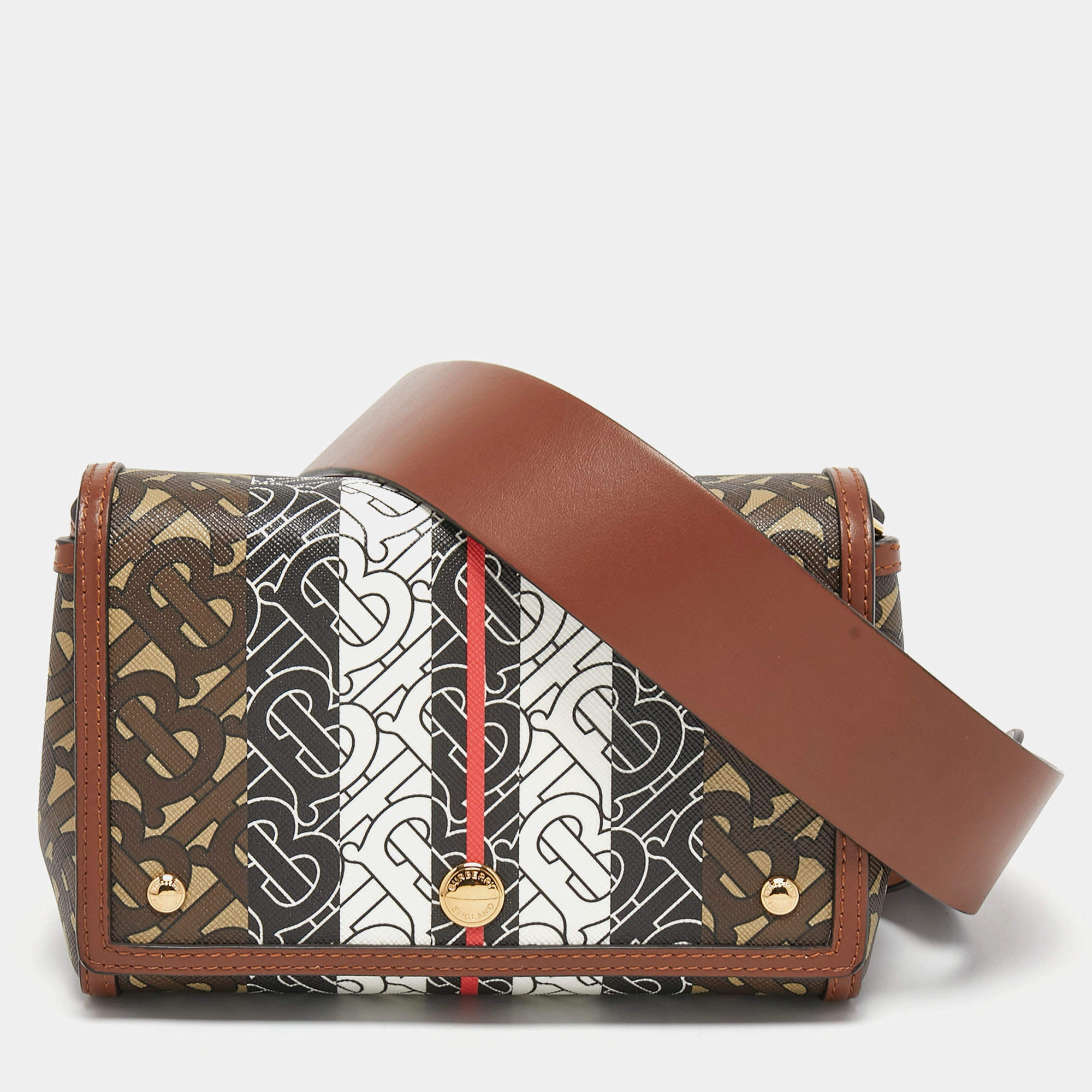 Burberry Brown TB Monogram Coated Canvas and Leather Hackberry Crossbody Bag
