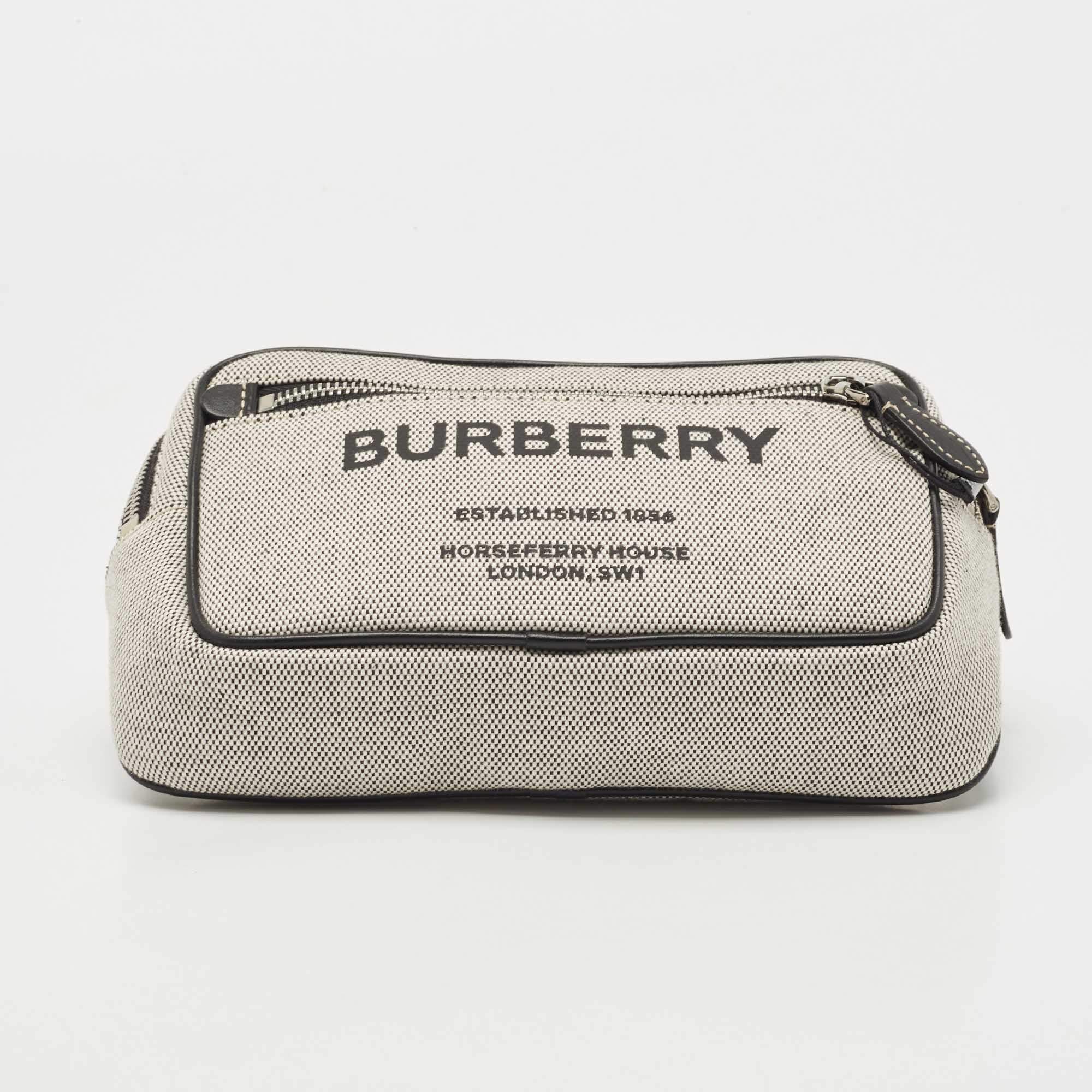 Burberry Grey Canvas and Leather West Belt Bag Burberry | The Luxury Closet