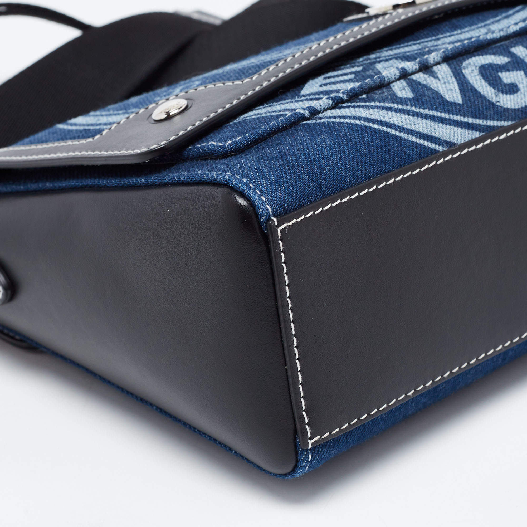 Burberry Blue/Black Denim And Leather Medium Note Logo Print Crossbody Bag  Burberry | The Luxury Closet