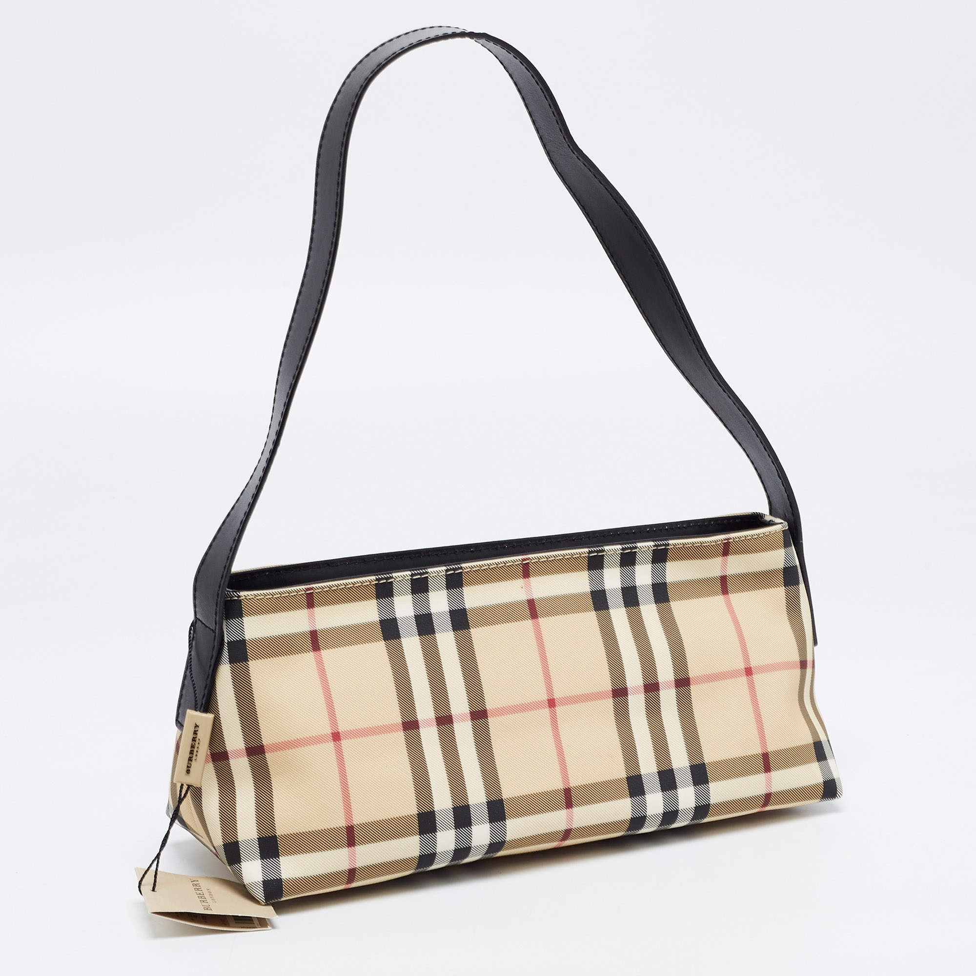 Burberry Black/Beige House Check PVC Flap Shoulder Bag Burberry