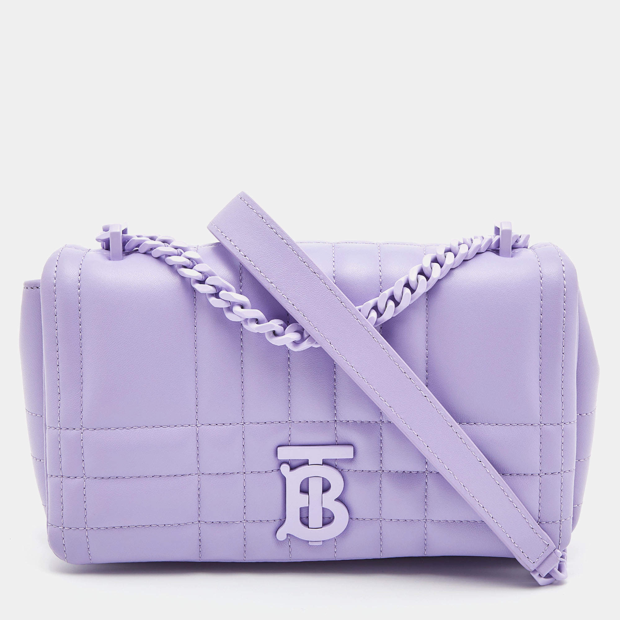 Pre Owned Burberry Lavender Quilted Leather Small Lola Shoulder Bag