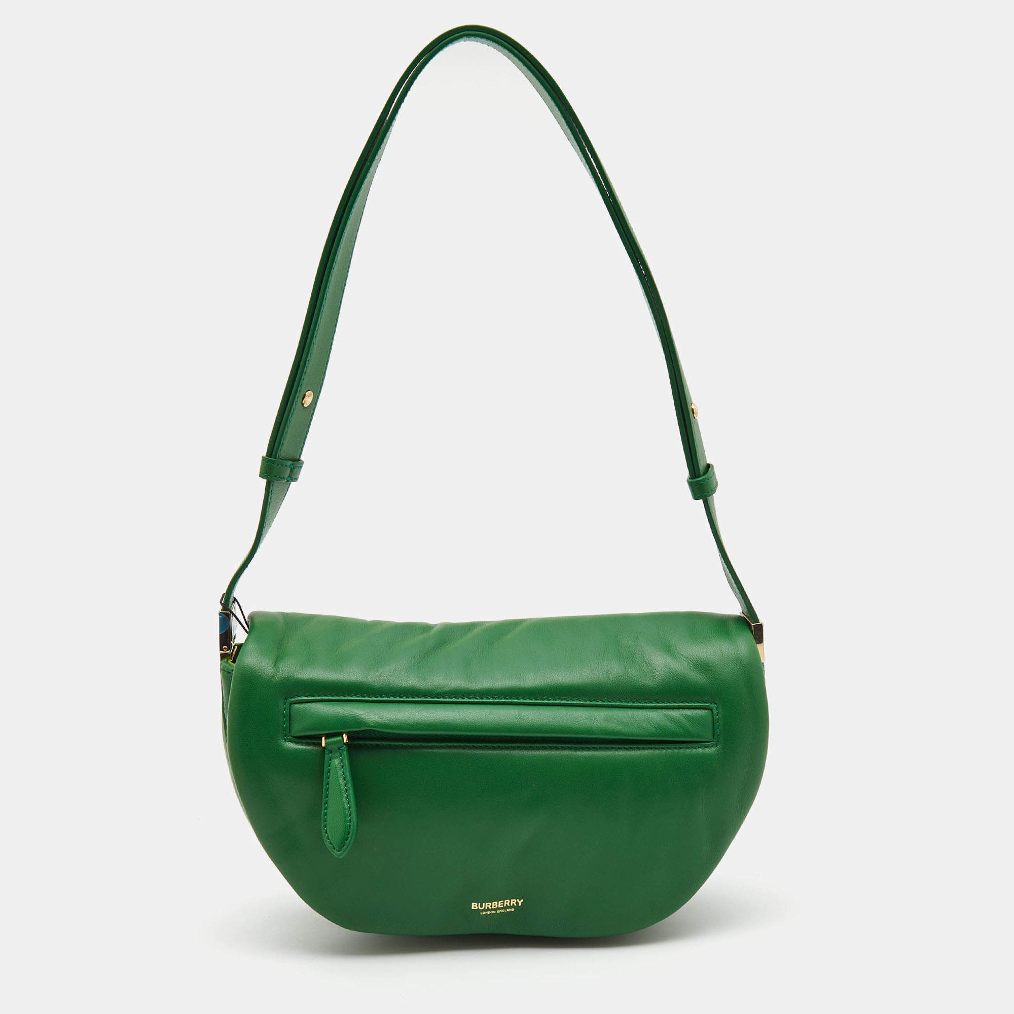 مملوكة مسبقًا Burberry Two Tone Green Leather Small Olympia Shoulder Bag