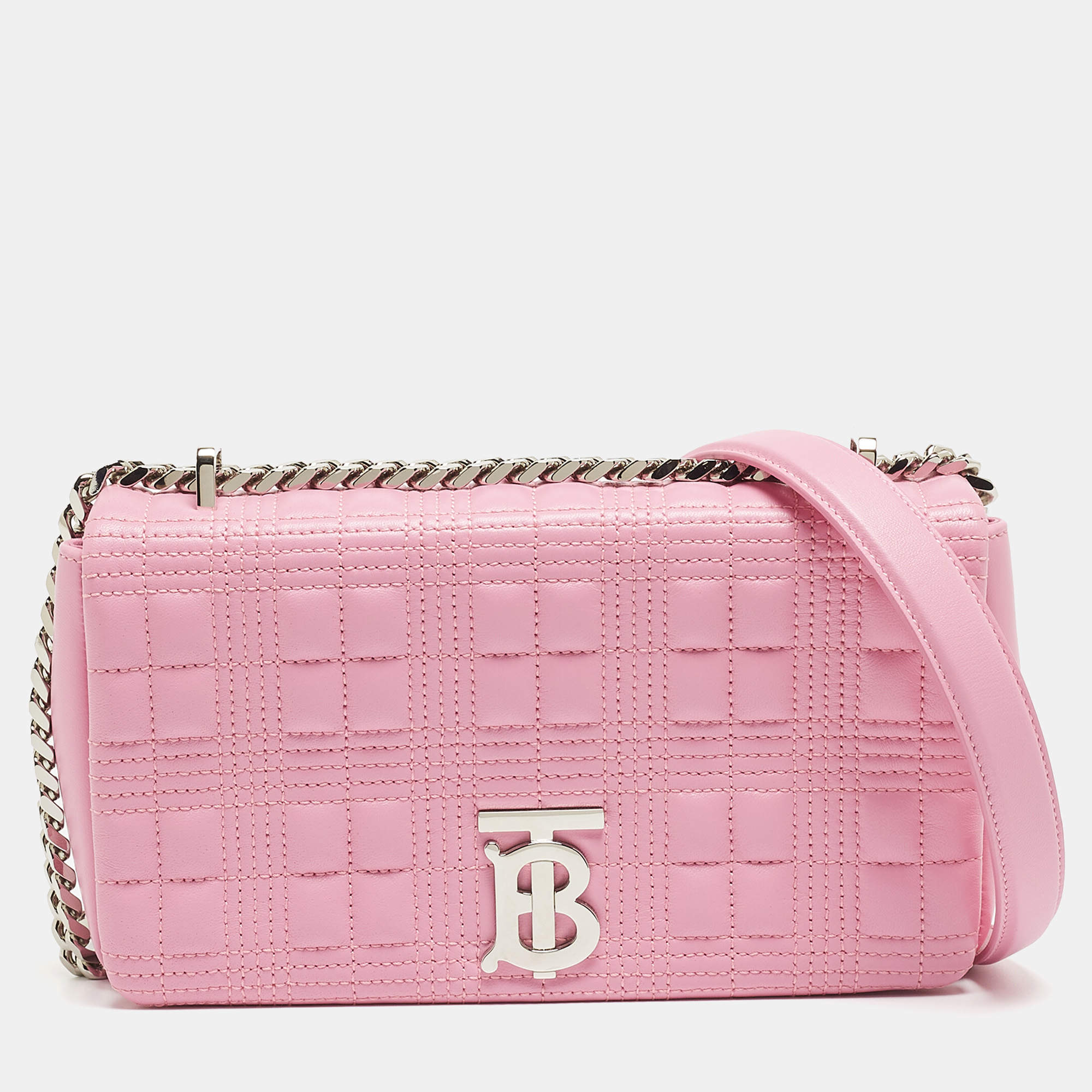 【BURBERRY】SMALL LOLA SHOULDER BAG Burberry Light Pink Quilted Leather Small Lola Shoulder Bag
