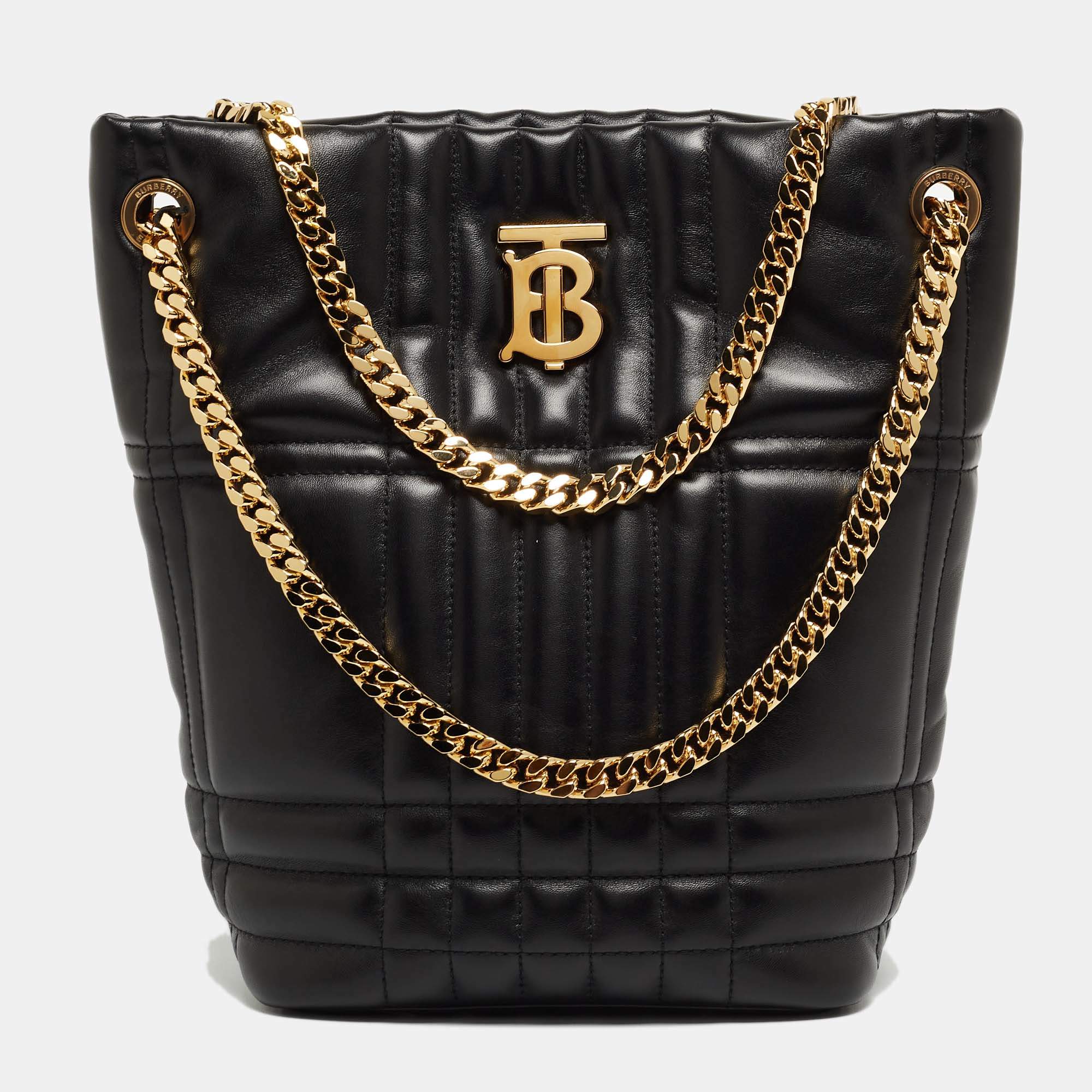 Pre Owned Burberry Black Leather Small Lola Bucket Bag
