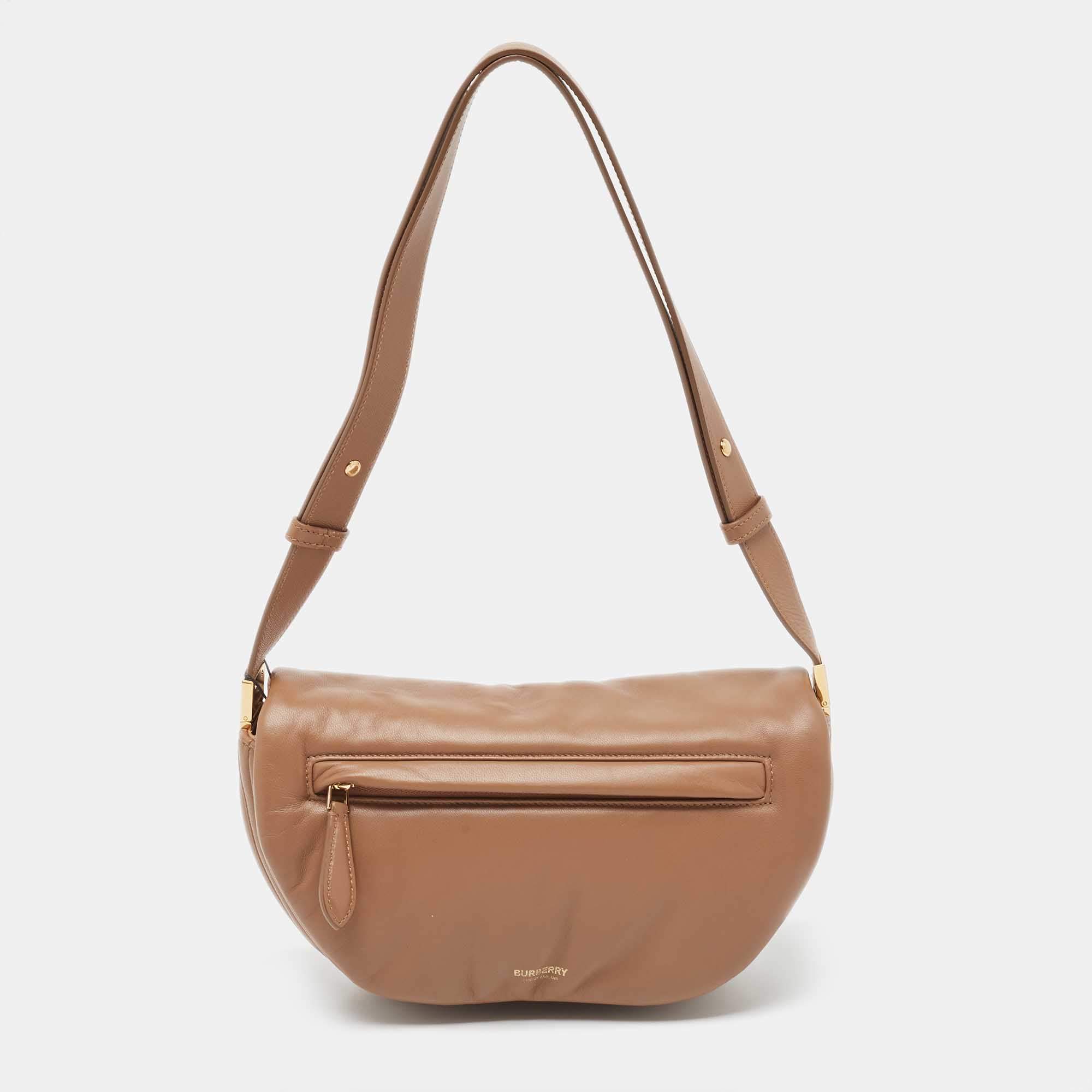 Pre Owned Burberry Brown Leather Small Olympia Shoulder Bag