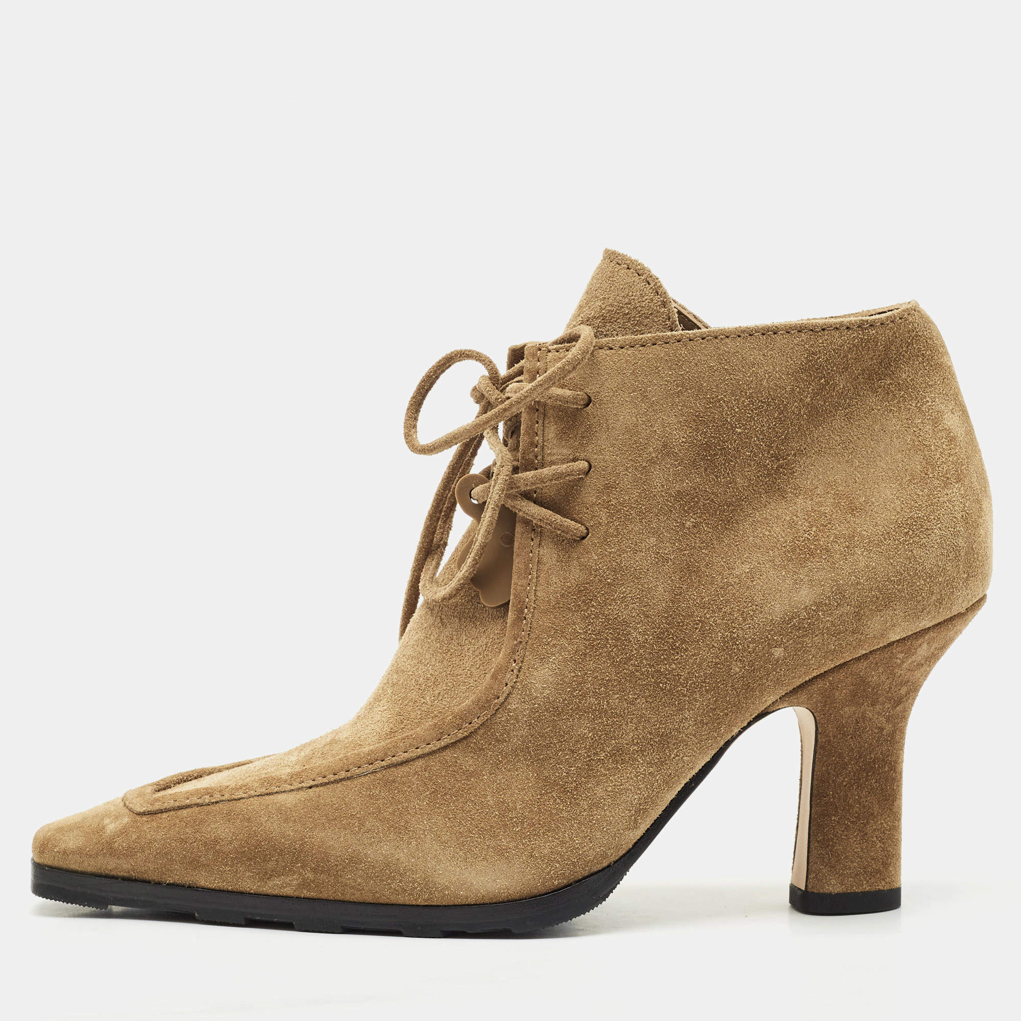 Burberry Brown Suede Storm Lace Up Ankle Booties Size 37