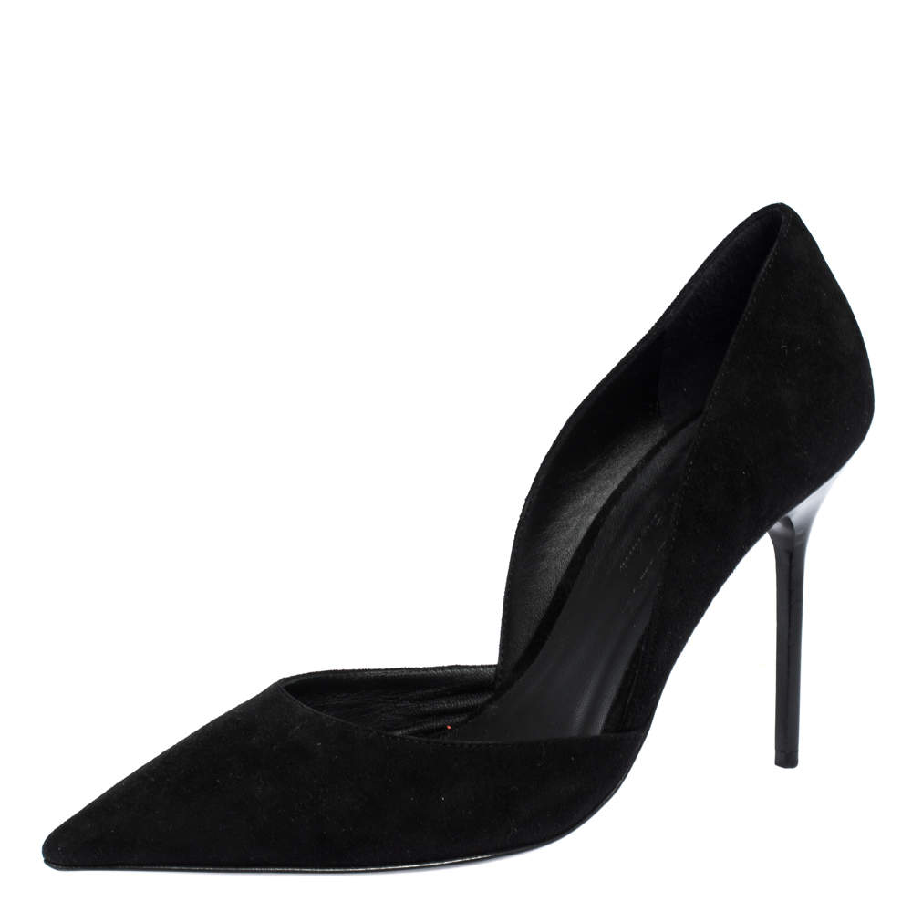 Pre Owned Burberry Black Suede Leather Virna Pointed Toe Pumps Size 38