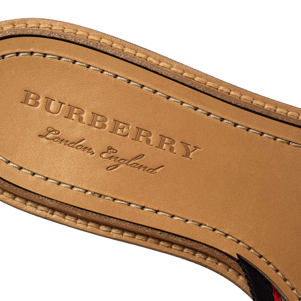 Burberry Men's Thornham Check Slide Sandals In Dark Charcoal Blue | ModeSens